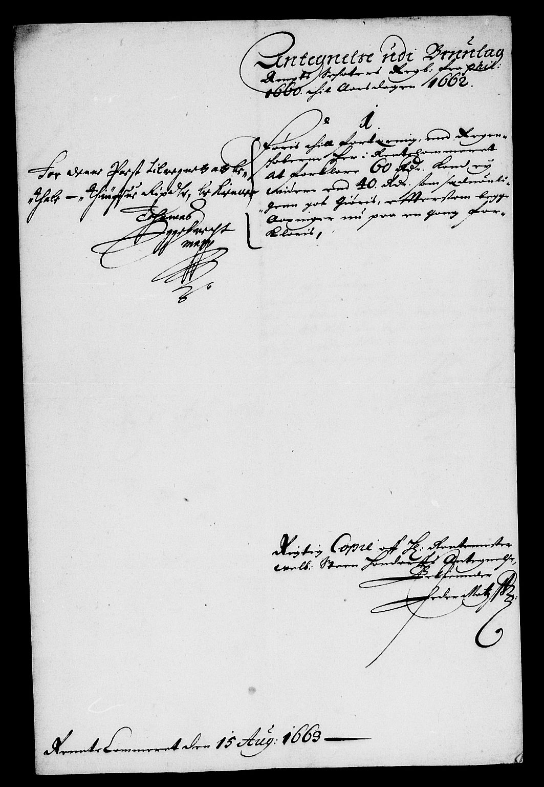 Rentekammeret inntil 1814, Reviderte regnskaper, Lensregnskaper, AV/RA-EA-5023/R/Rb/Rbl/L0013: Brunla len, 1660-1662