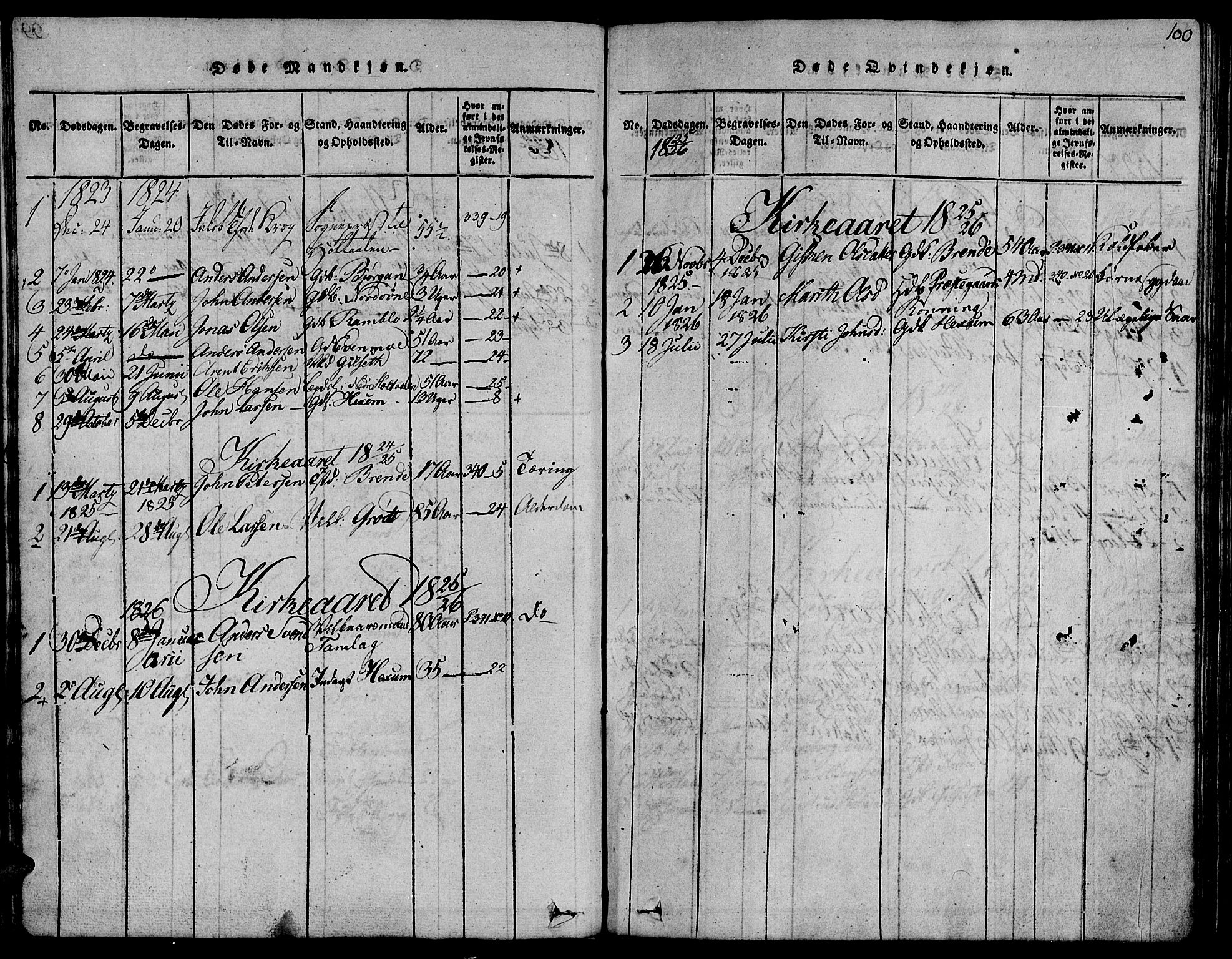 Ministerialprotokoller, klokkerbøker og fødselsregistre - Sør-Trøndelag, SAT/A-1456/685/L0954: Ministerialbok nr. 685A03 /1, 1817-1829, s. 100