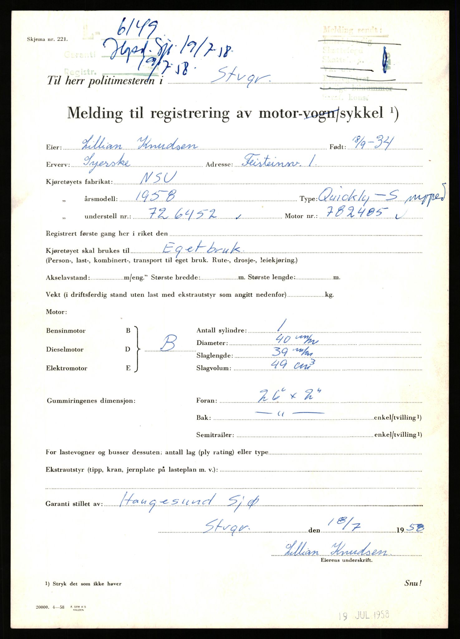 Stavanger trafikkstasjon, SAST/A-101942/0/F/L0016: L-5950 - L-6499, 1930-1971, s. 761