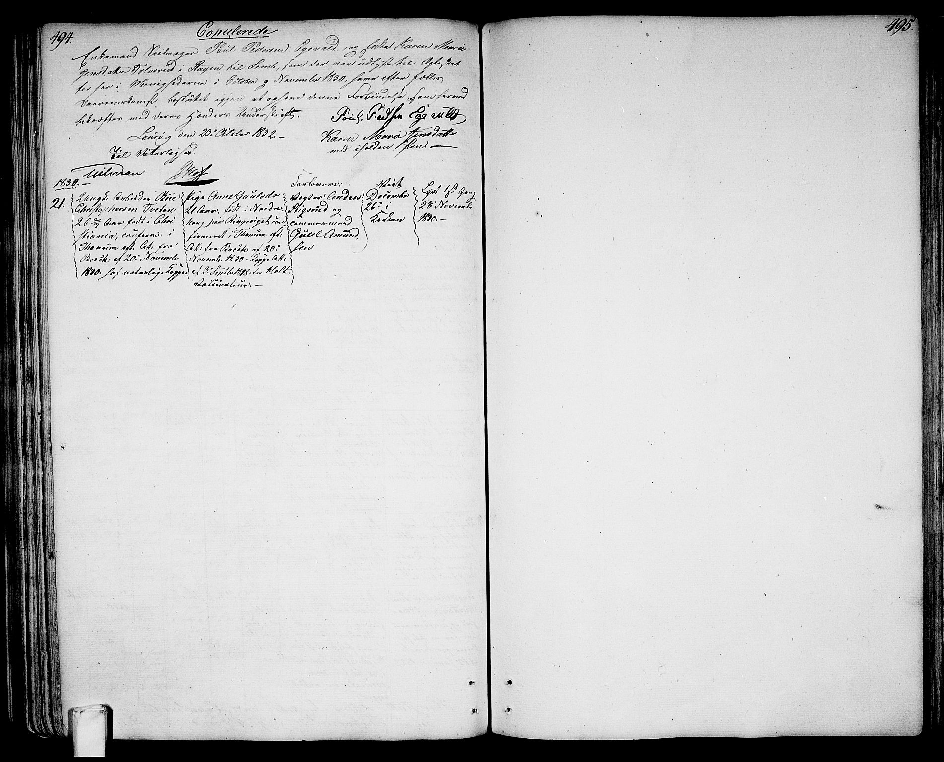 Larvik kirkebøker, SAKO/A-352/G/Ga/L0002: Klokkerbok nr. I 2, 1807-1830, s. 494-495