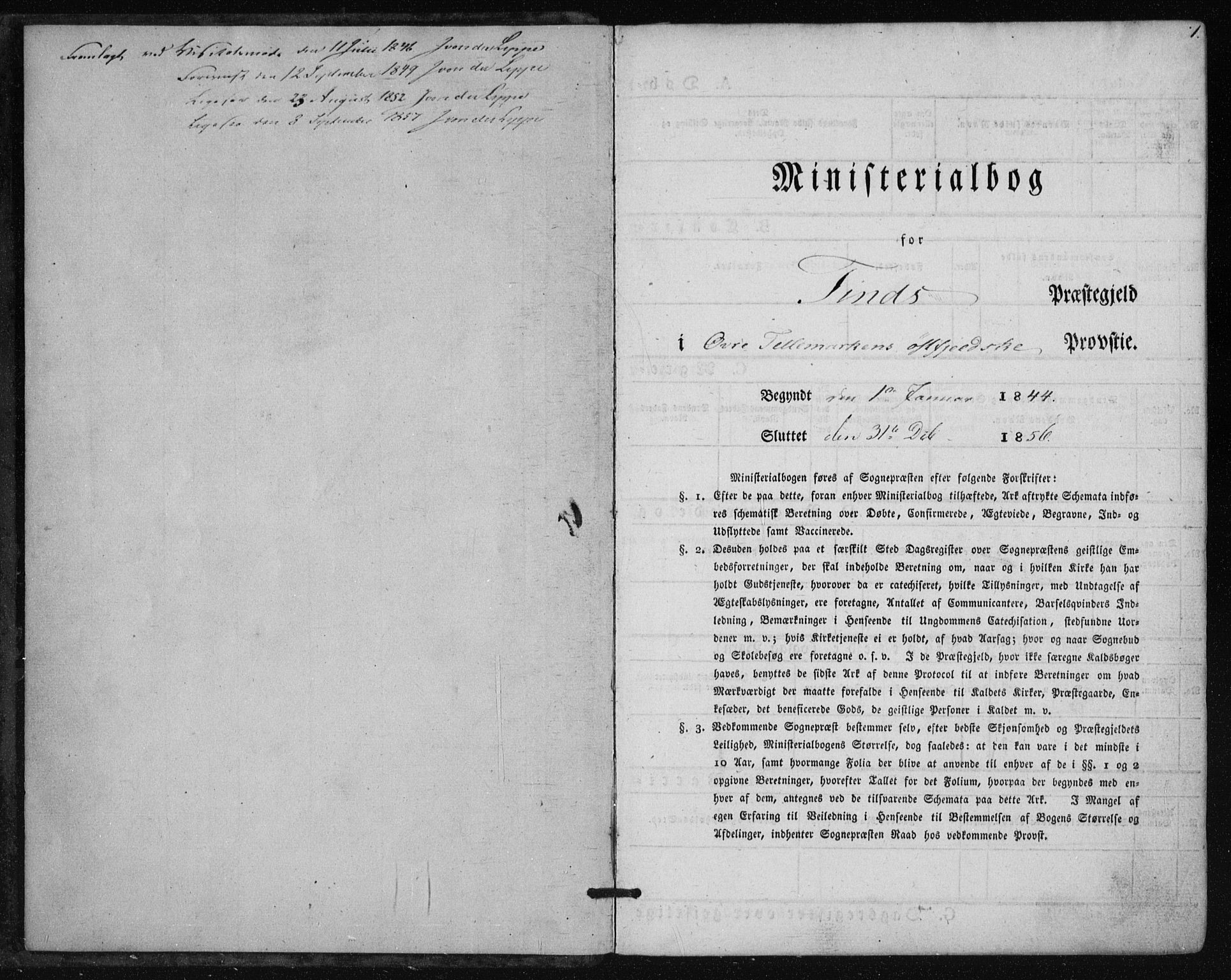 Tinn kirkebøker, AV/SAKO-A-308/F/Fa/L0005: Ministerialbok nr. I 5, 1844-1856, s. 1