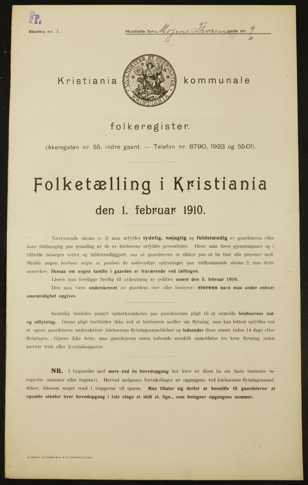 OBA, Kommunal folketelling 1.2.1910 for Kristiania, 1910, s. 63479