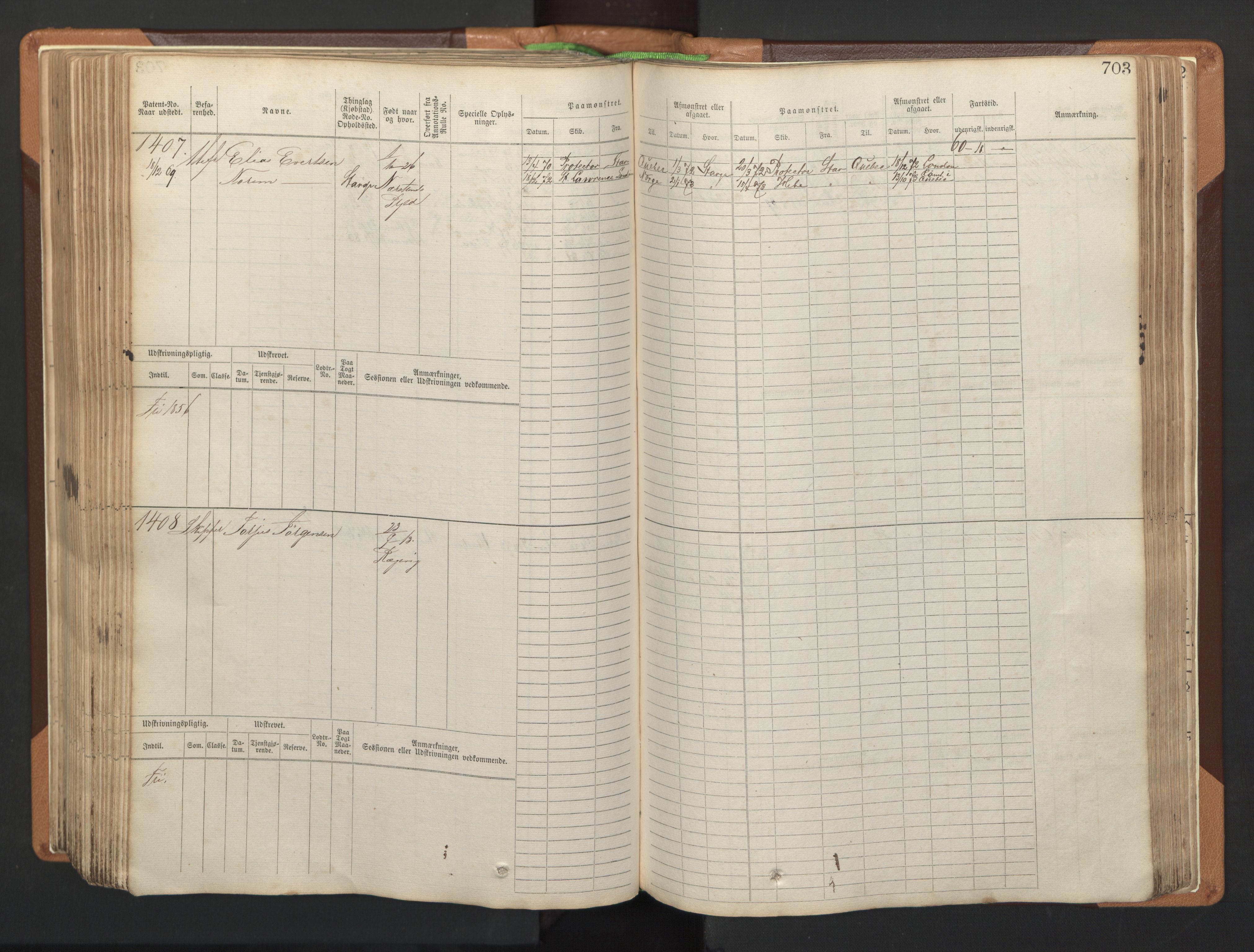 Stavanger sjømannskontor, AV/SAST-A-102006/F/Fb/Fbb/L0005: Sjøfartshovedrulle, patentnr. 793-1606 (del 2), 1869-1880, s. 315