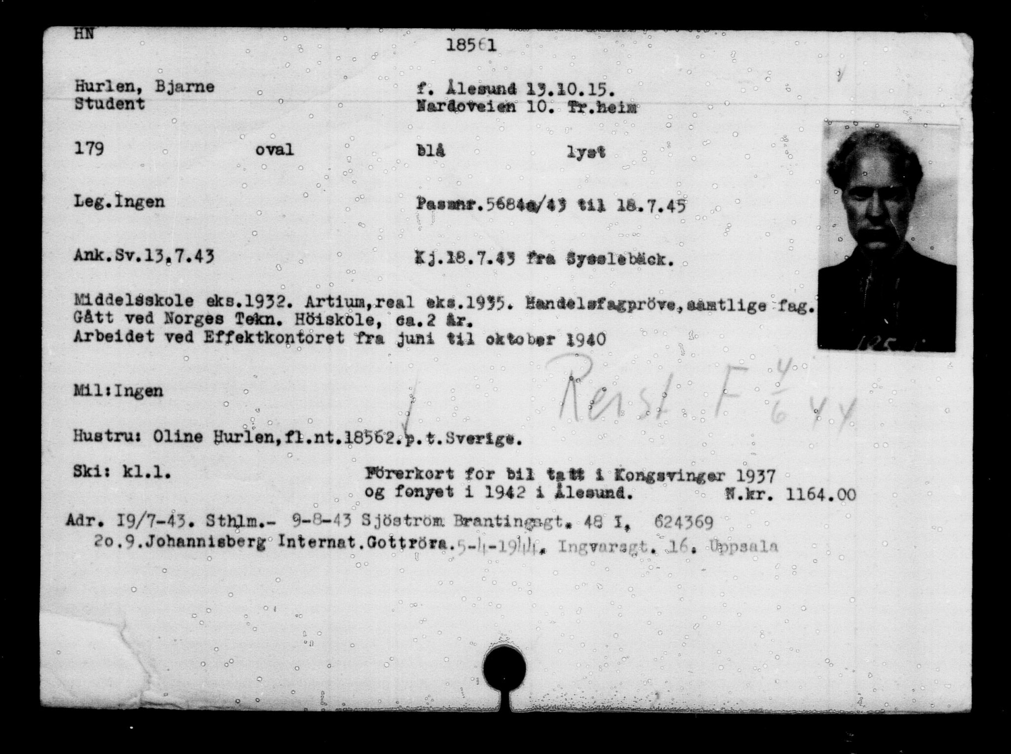 Den Kgl. Norske Legasjons Flyktningskontor, AV/RA-S-6753/V/Va/L0009: Kjesäterkartoteket.  Flyktningenr. 18502-22048, 1940-1945, s. 74