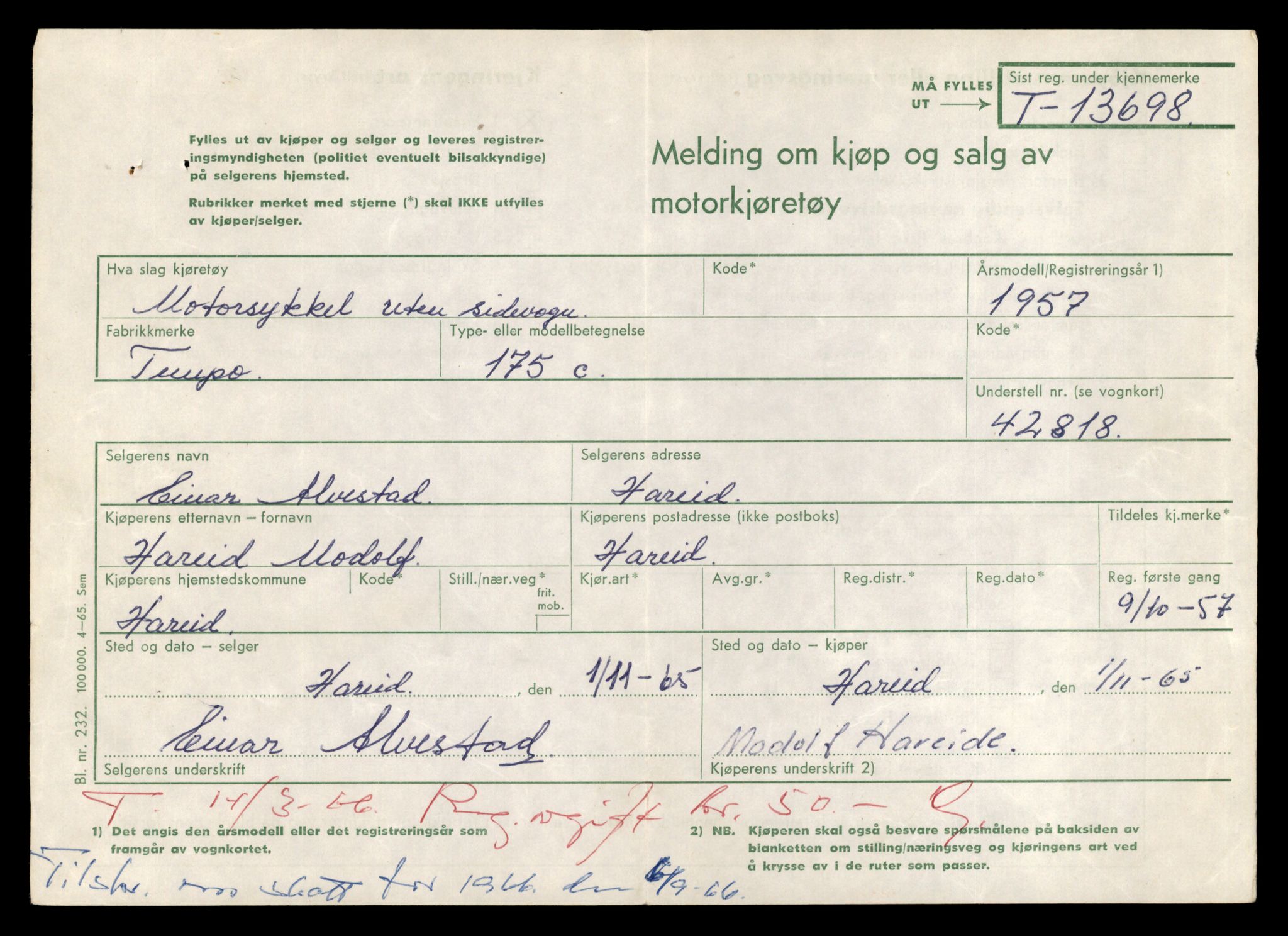 Møre og Romsdal vegkontor - Ålesund trafikkstasjon, AV/SAT-A-4099/F/Fe/L0040: Registreringskort for kjøretøy T 13531 - T 13709, 1927-1998, s. 2849