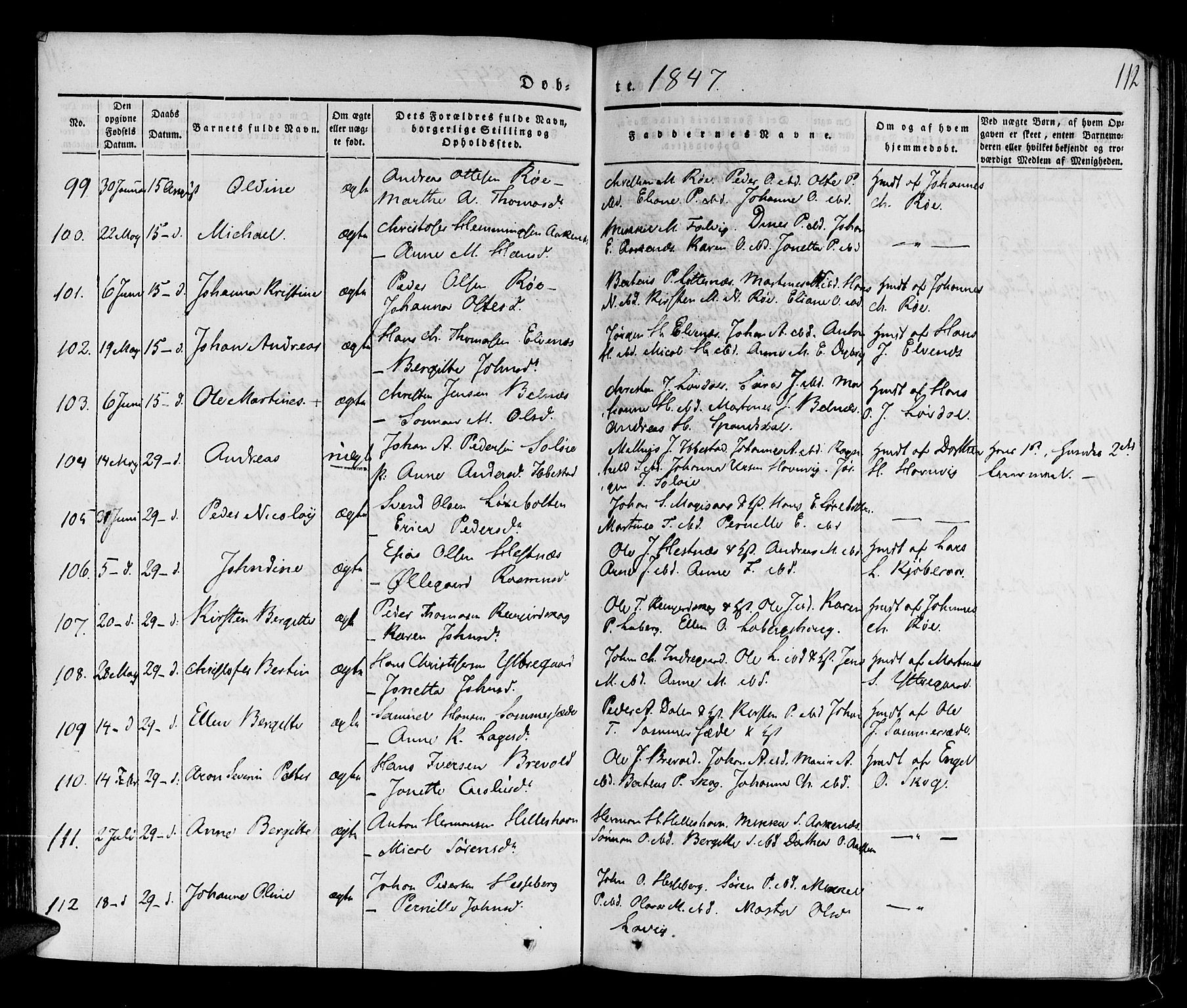 Ibestad sokneprestembete, AV/SATØ-S-0077/H/Ha/Haa/L0006kirke: Ministerialbok nr. 6, 1837-1850, s. 112
