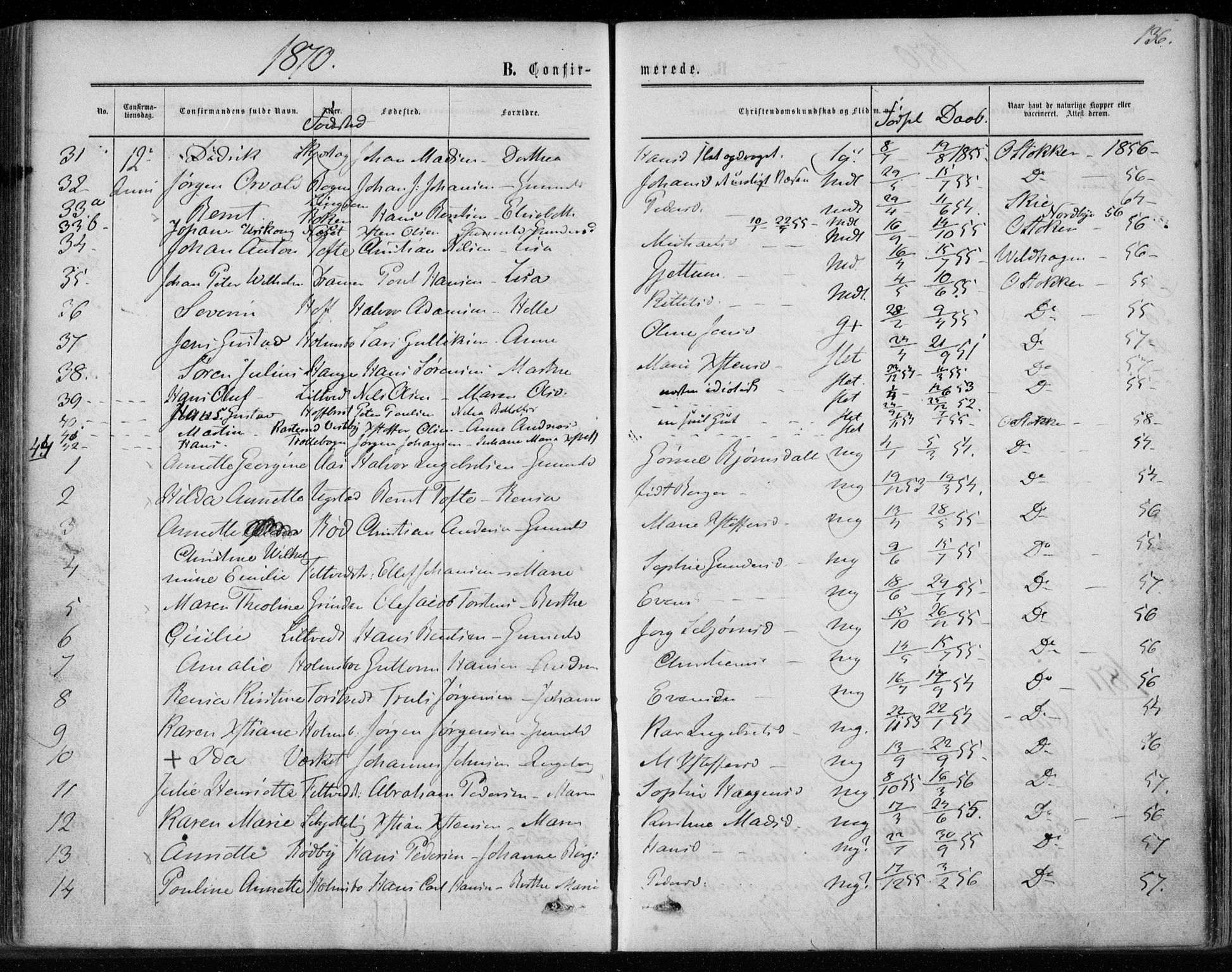 Hurum kirkebøker, AV/SAKO-A-229/F/Fa/L0012: Ministerialbok nr. 12, 1861-1875, s. 136