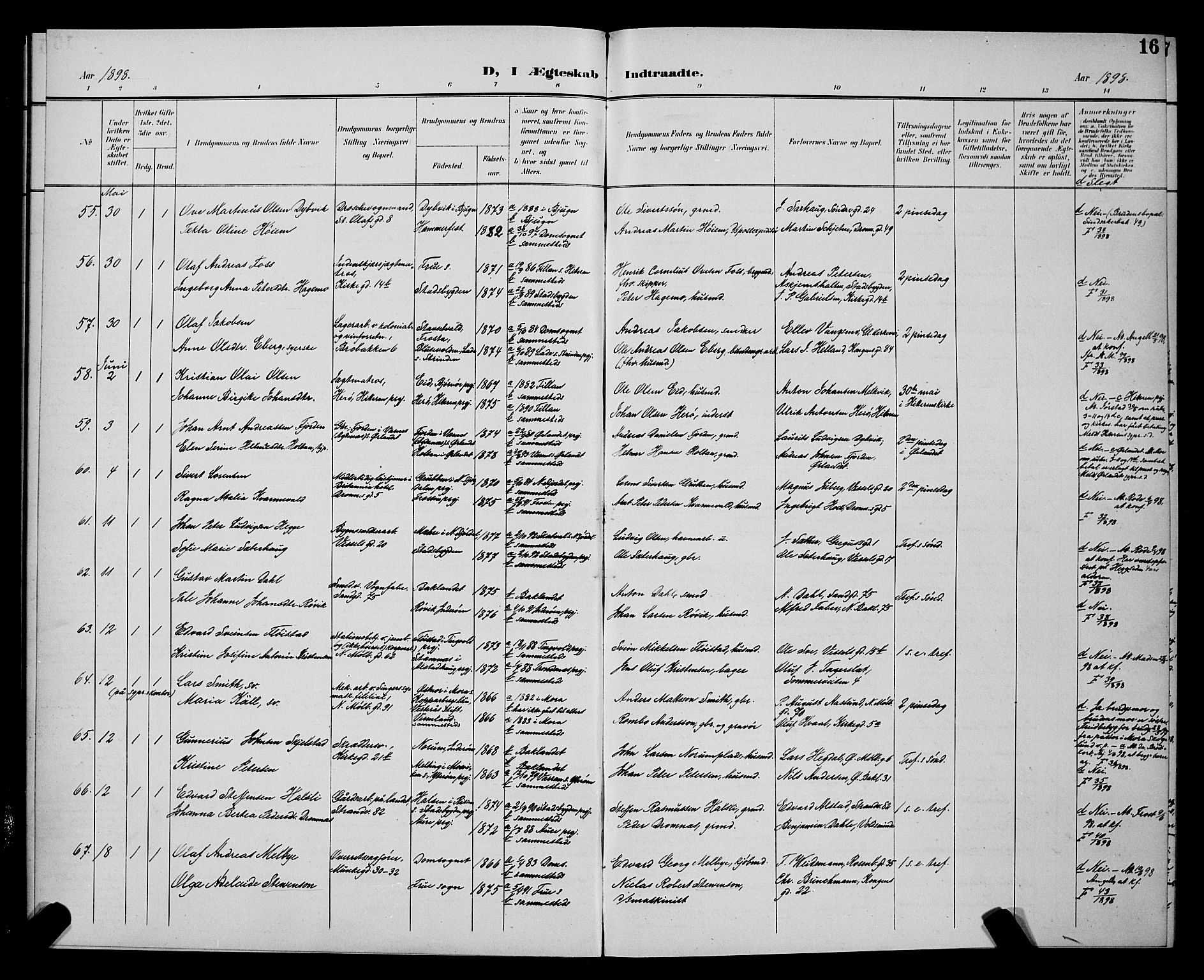 Ministerialprotokoller, klokkerbøker og fødselsregistre - Sør-Trøndelag, AV/SAT-A-1456/604/L0226: Klokkerbok nr. 604C09, 1897-1900, s. 16