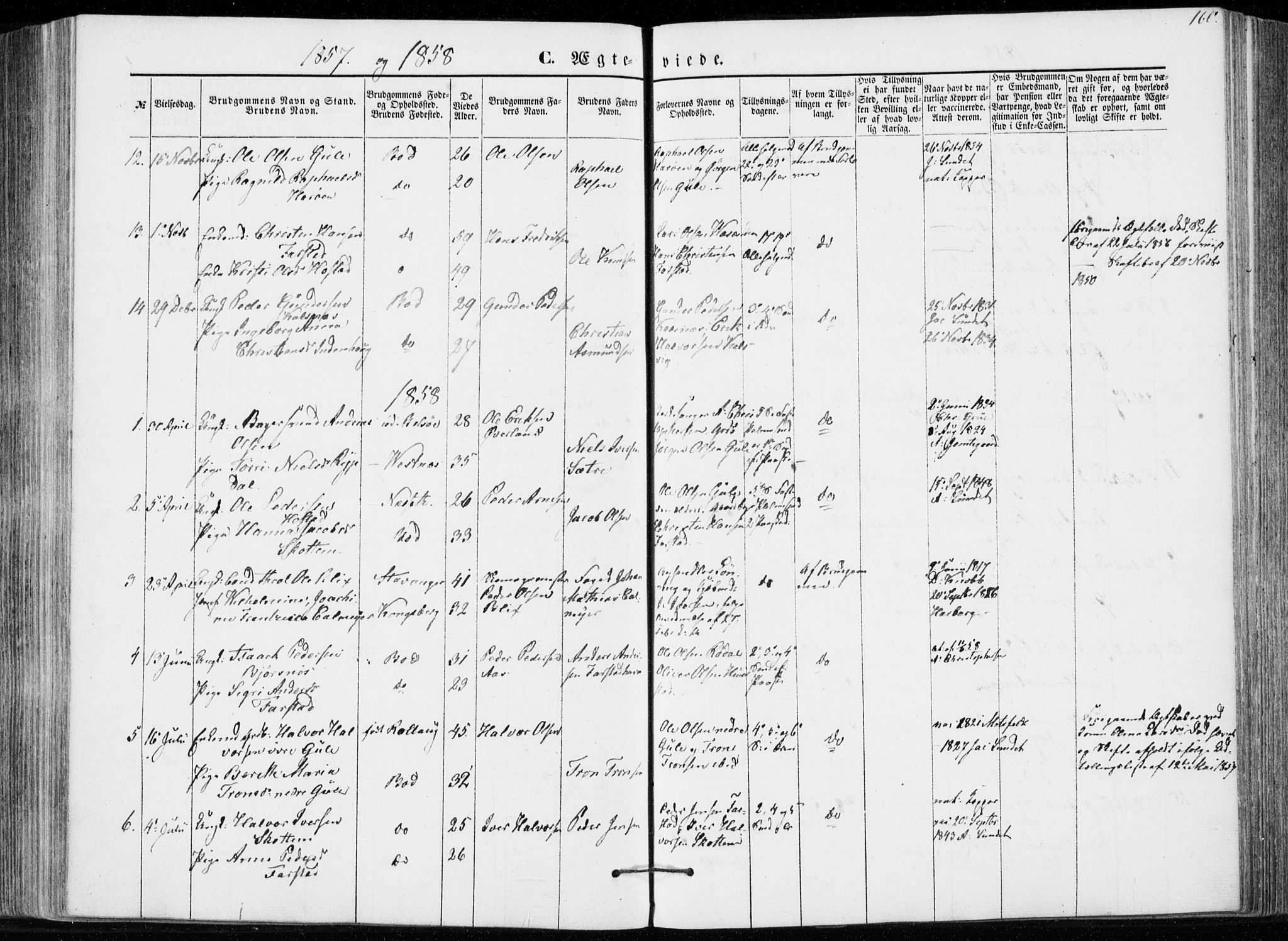 Ministerialprotokoller, klokkerbøker og fødselsregistre - Møre og Romsdal, SAT/A-1454/566/L0767: Ministerialbok nr. 566A06, 1852-1868, s. 160