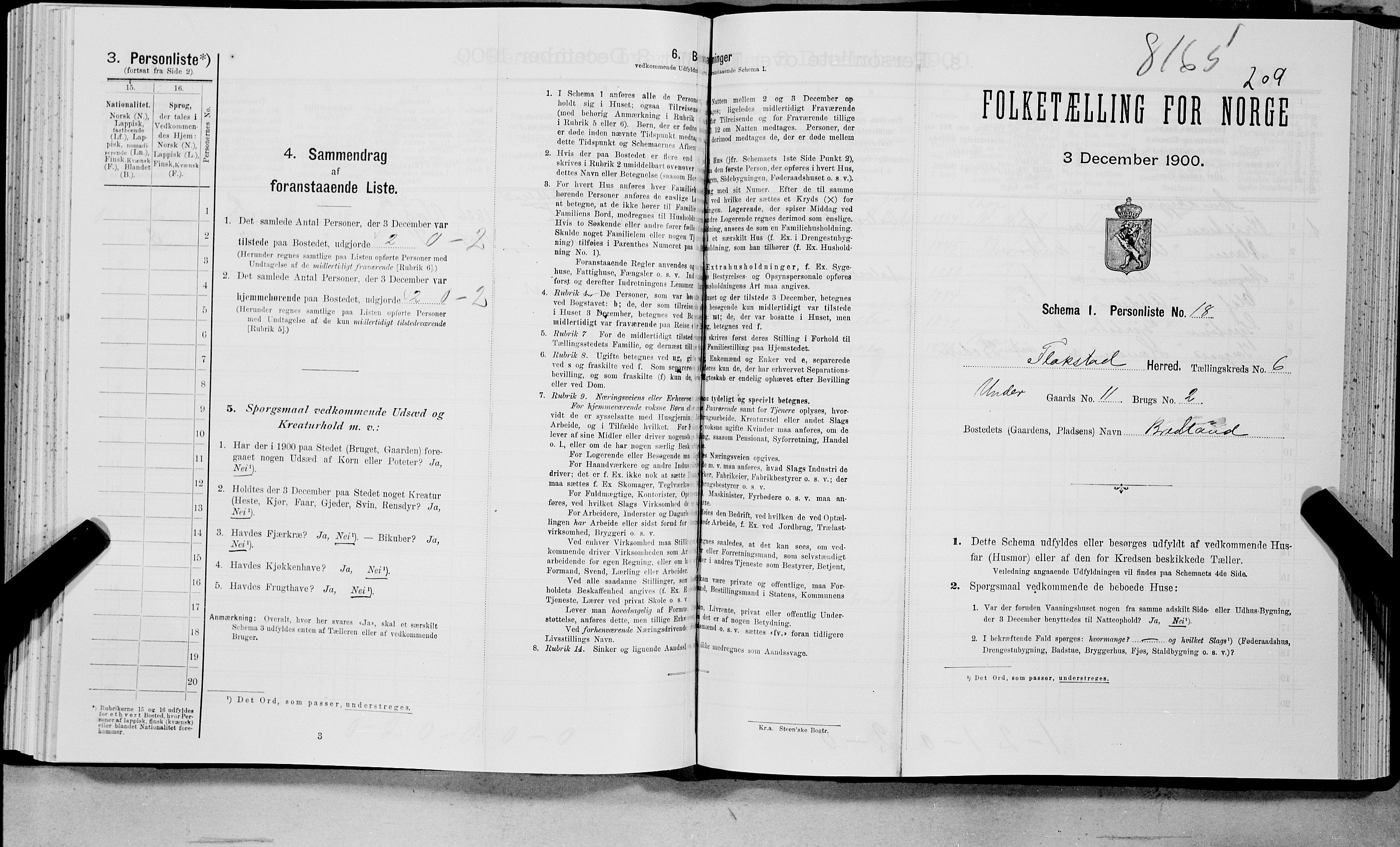 SAT, Folketelling 1900 for 1859 Flakstad herred, 1900, s. 699