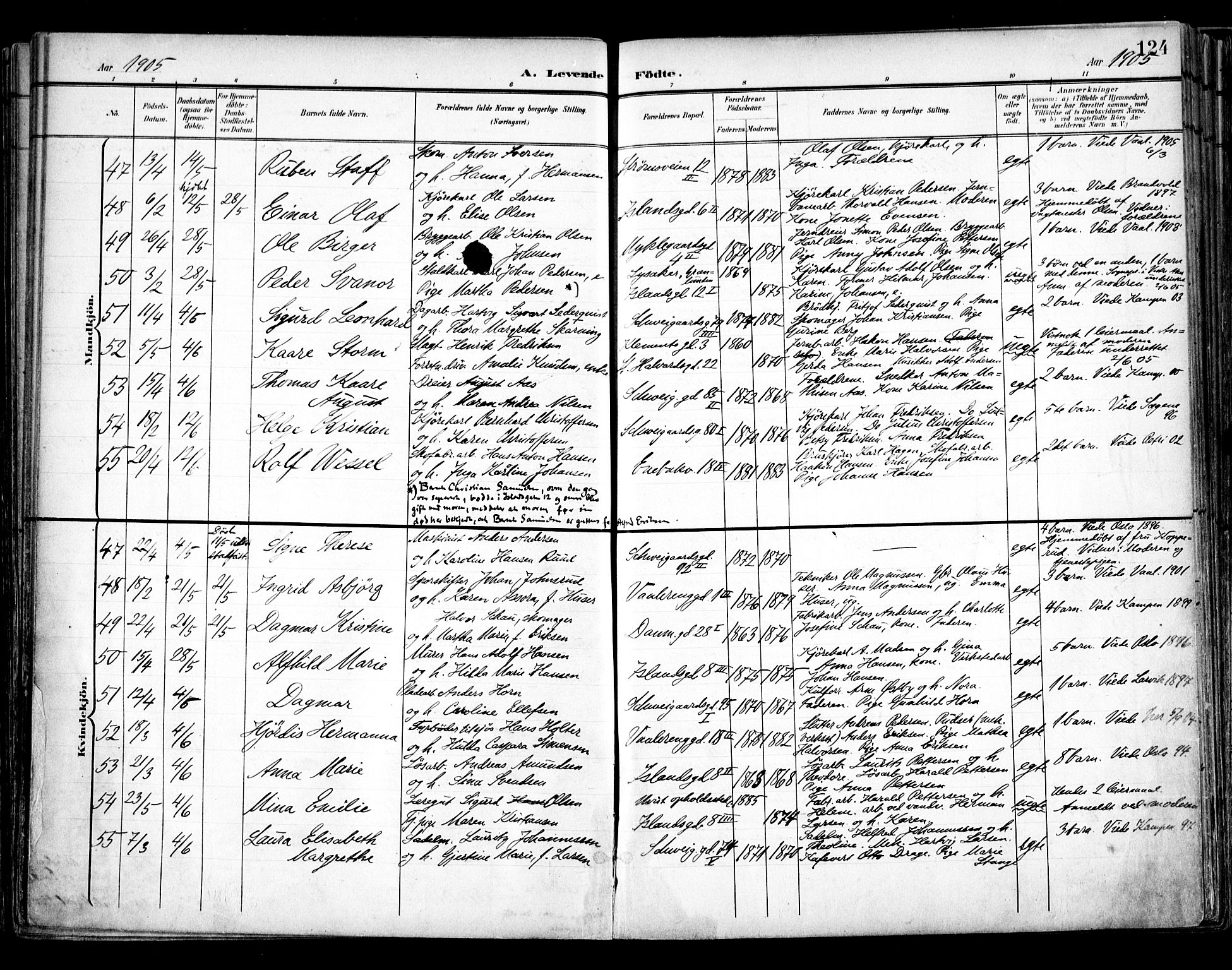 Vålerengen prestekontor Kirkebøker, AV/SAO-A-10878/F/Fa/L0001: Ministerialbok nr. 1, 1899-1915, s. 124