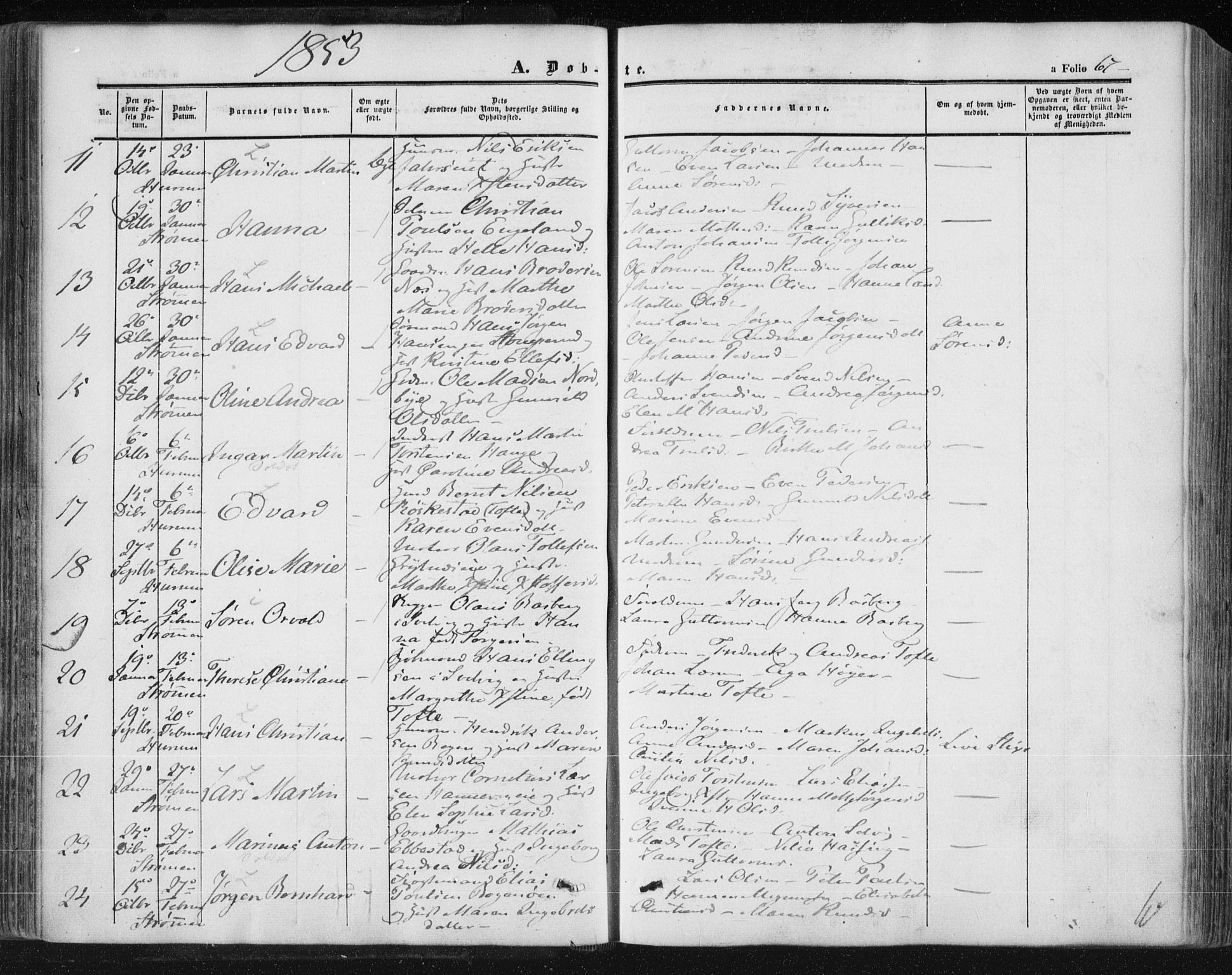 Hurum kirkebøker, AV/SAKO-A-229/F/Fa/L0011: Ministerialbok nr. 11, 1847-1860, s. 67