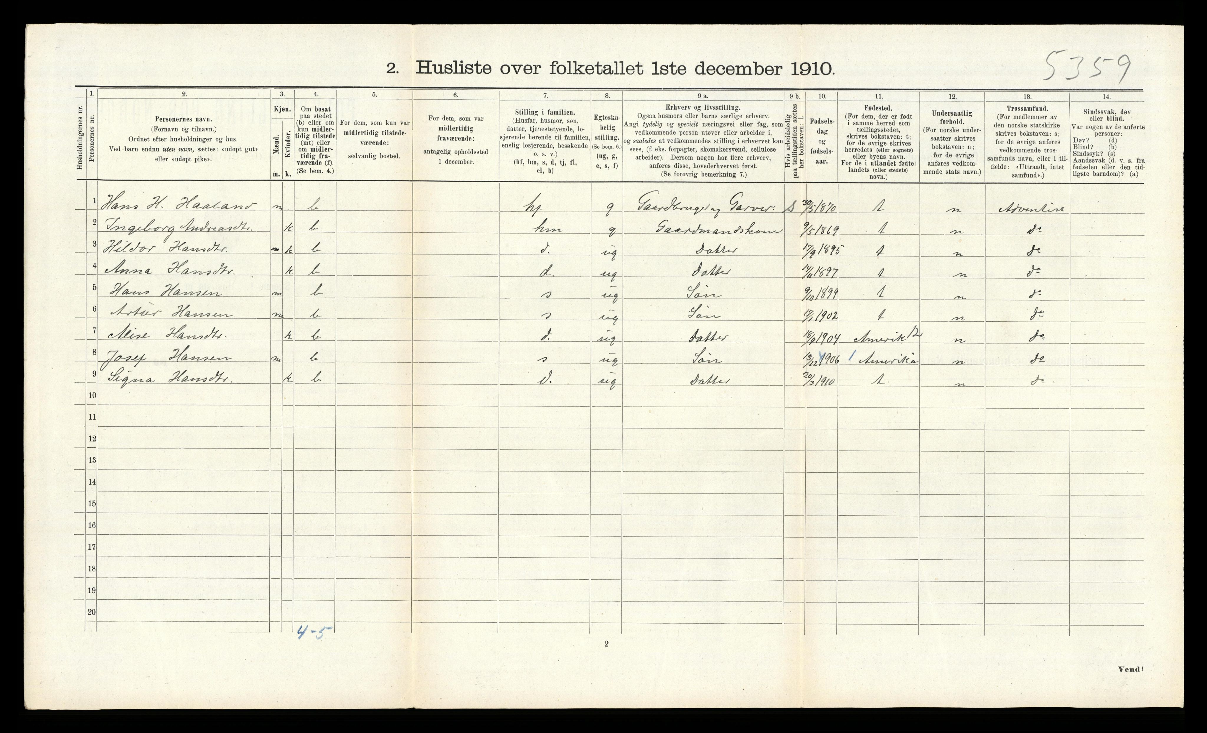 RA, Folketelling 1910 for 1257 Alversund herred, 1910, s. 733