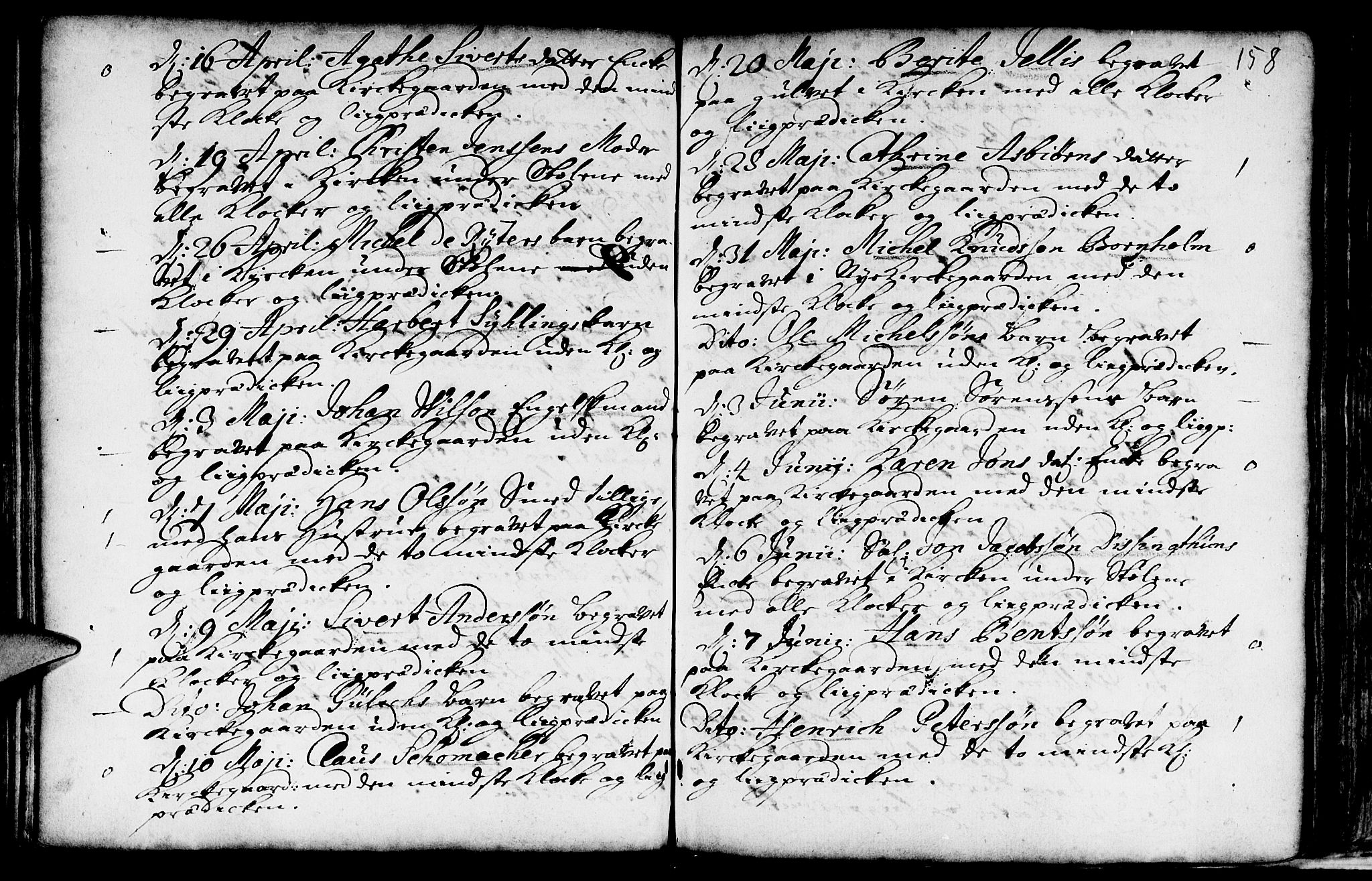 Nykirken Sokneprestembete, AV/SAB-A-77101/H/Haa/L0009: Ministerialbok nr. A 9, 1689-1759, s. 158