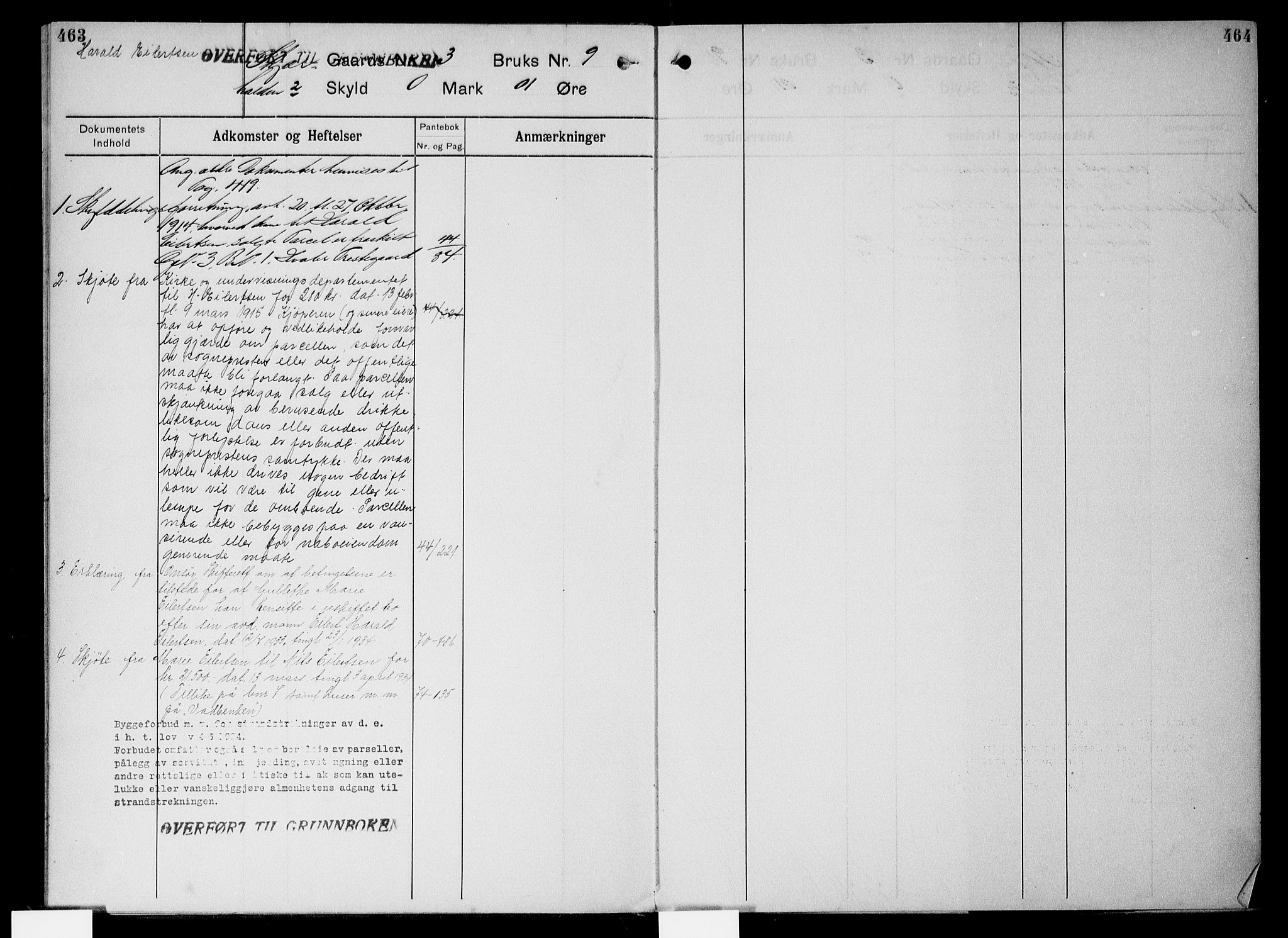 Onsøy sorenskriveri, SAO/A-10474/G/Gb/Gbc/L0003: Panteregister nr. III 3, 1913, s. 463-464