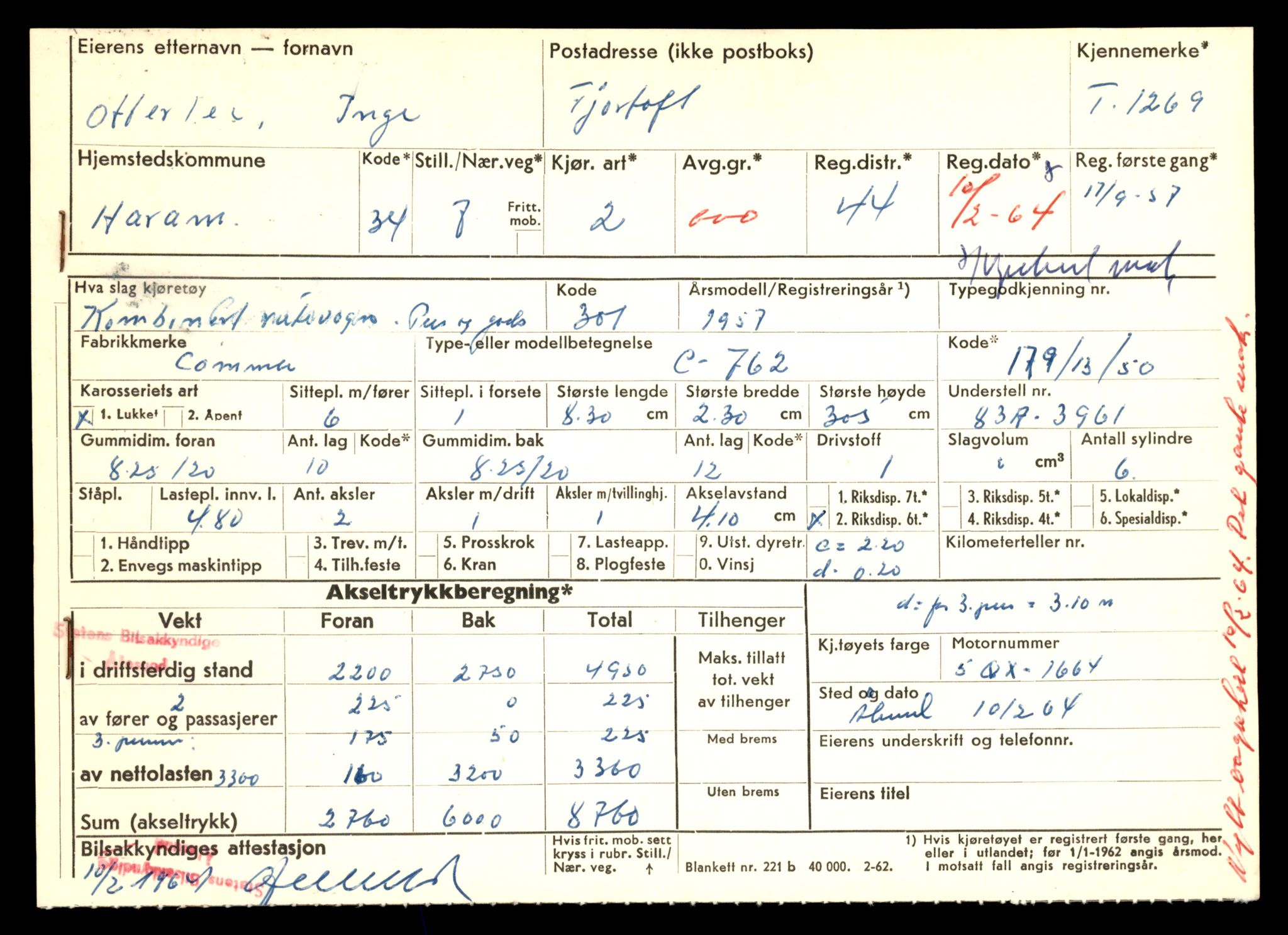 Møre og Romsdal vegkontor - Ålesund trafikkstasjon, AV/SAT-A-4099/F/Fe/L0011: Registreringskort for kjøretøy T 1170 - T 1289, 1927-1998, s. 2674