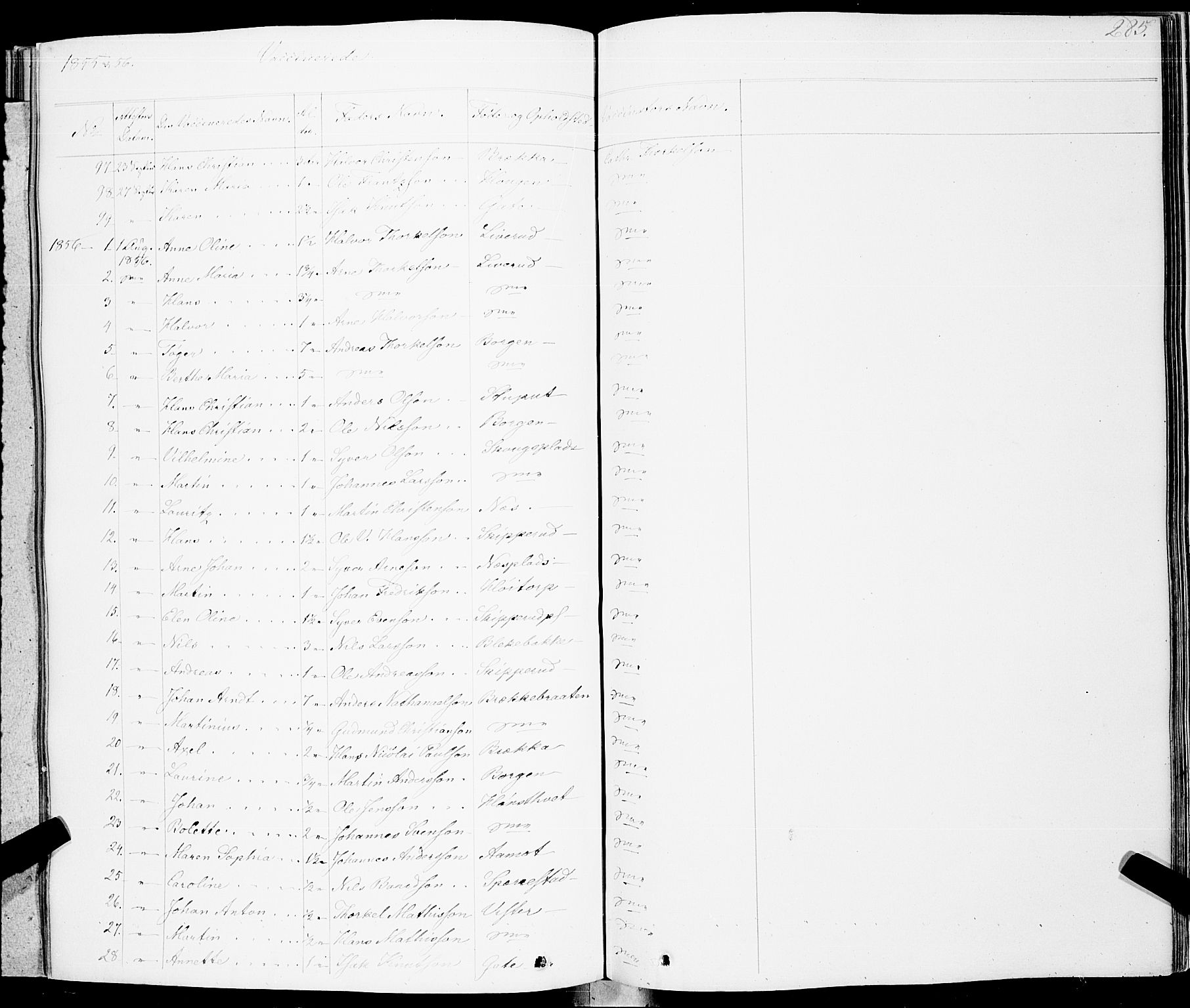Skiptvet prestekontor Kirkebøker, SAO/A-20009/F/Fa/L0006: Ministerialbok nr. 6, 1839-1860, s. 285