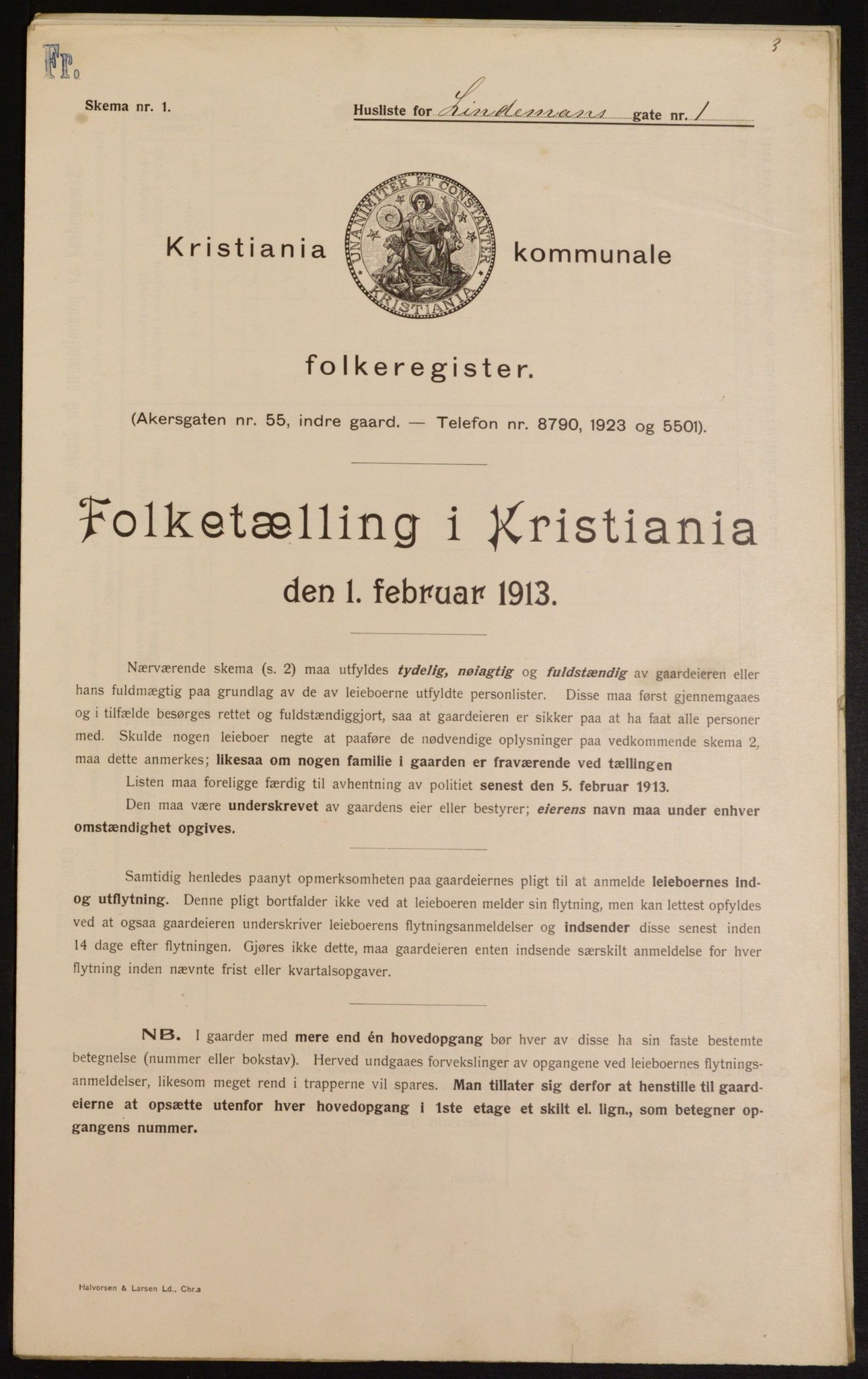 OBA, Kommunal folketelling 1.2.1913 for Kristiania, 1913, s. 57388