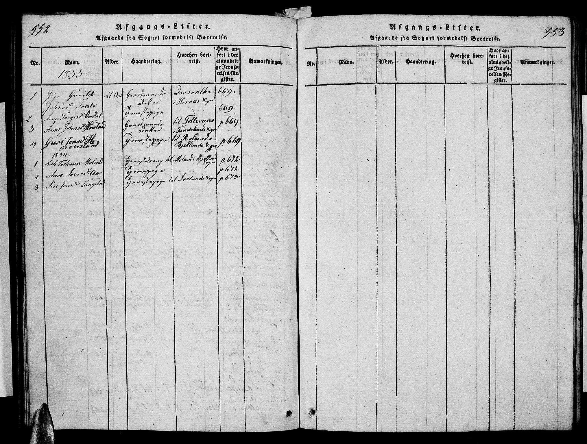 Vennesla sokneprestkontor, SAK/1111-0045/Fb/Fba/L0001: Klokkerbok nr. B 1, 1820-1834, s. 552-553