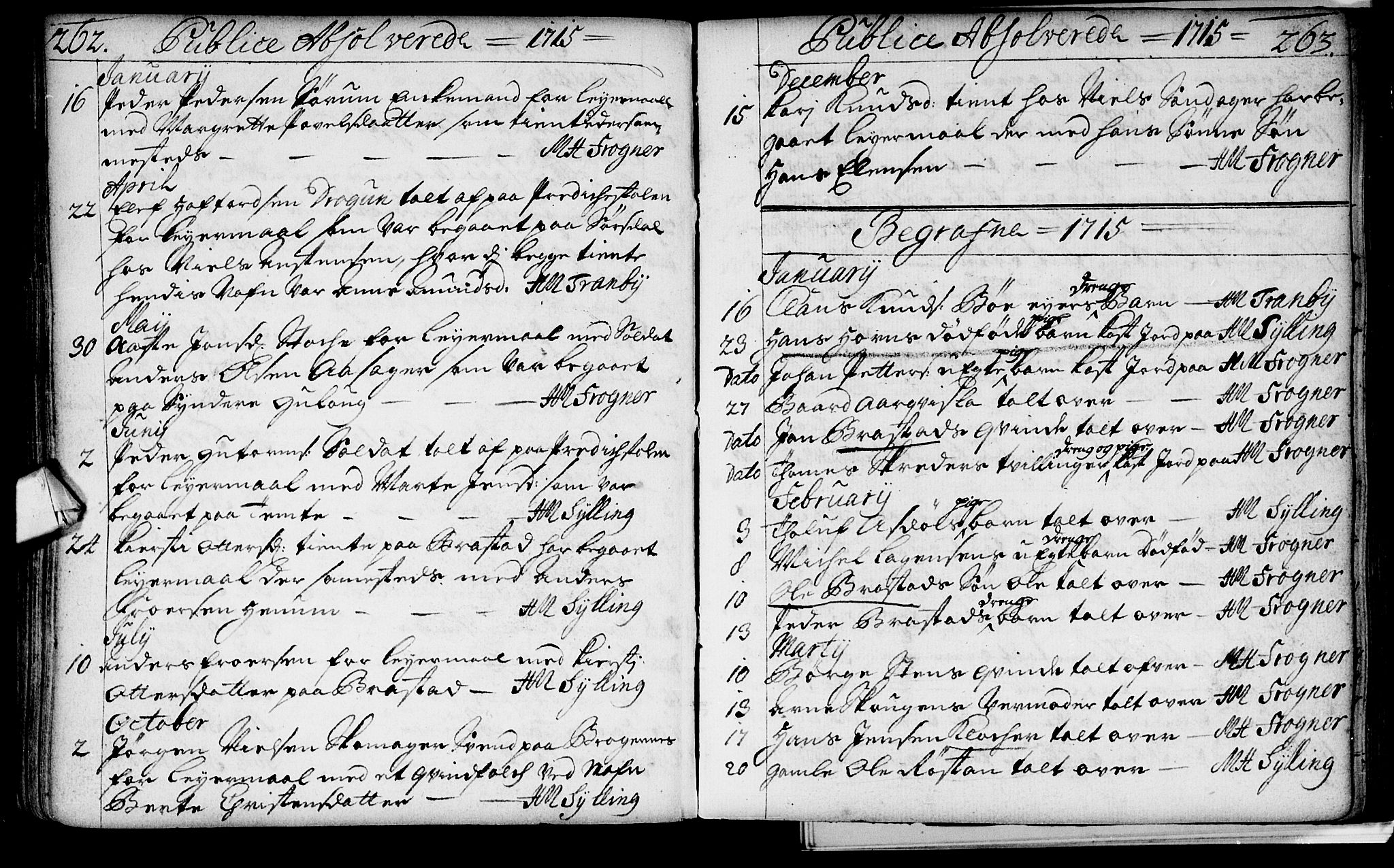 Lier kirkebøker, AV/SAKO-A-230/F/Fa/L0002: Ministerialbok nr. I 2, 1701-1726, s. 262-263