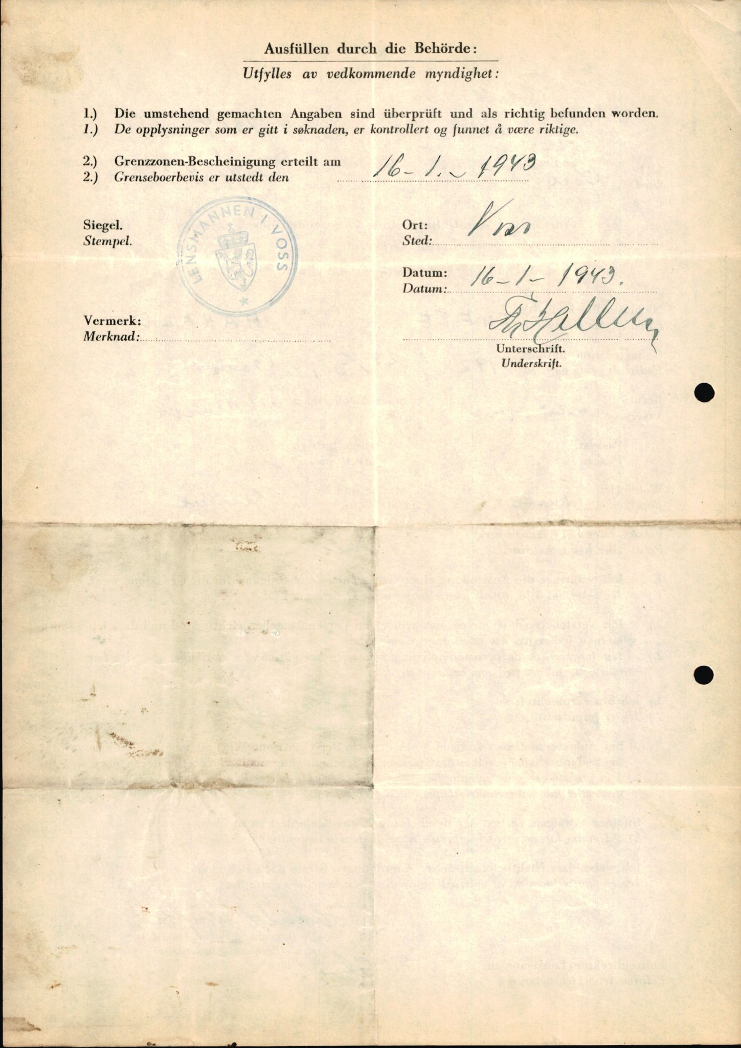 Lensmannen i Voss, AV/SAB-A-35801/0026/L0010: Søknader om grensebuarbevis, 7301 - 8200, 1940-1945, s. 8
