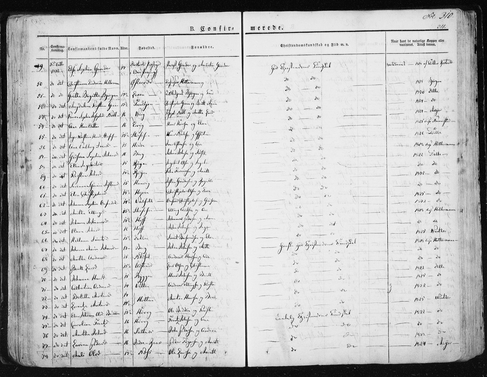 Ministerialprotokoller, klokkerbøker og fødselsregistre - Sør-Trøndelag, SAT/A-1456/659/L0735: Ministerialbok nr. 659A05, 1826-1841, s. 310