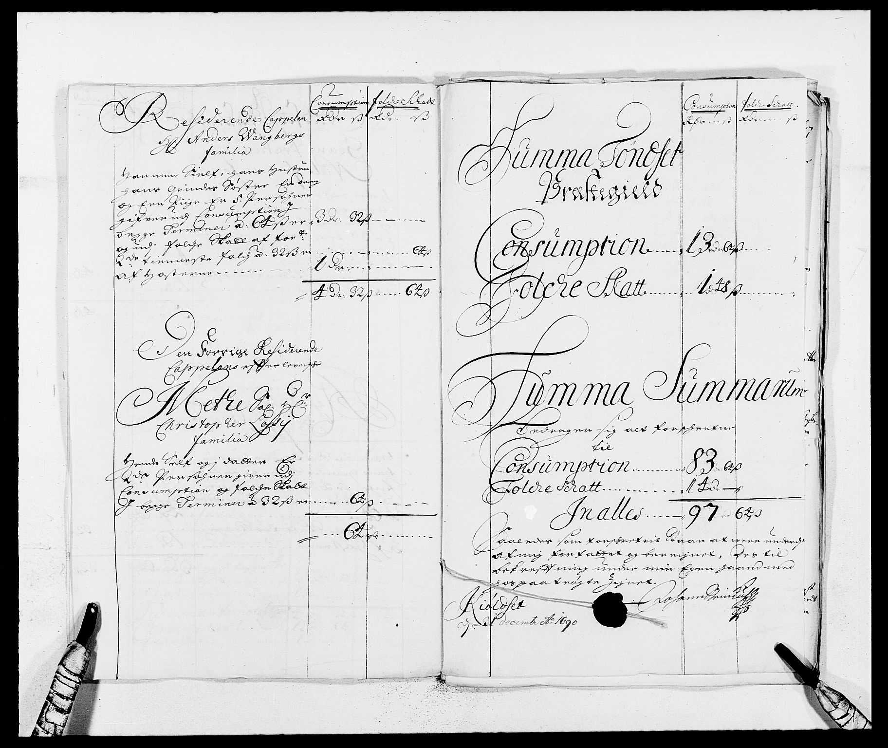 Rentekammeret inntil 1814, Reviderte regnskaper, Fogderegnskap, AV/RA-EA-4092/R13/L0828: Fogderegnskap Solør, Odal og Østerdal, 1690, s. 275