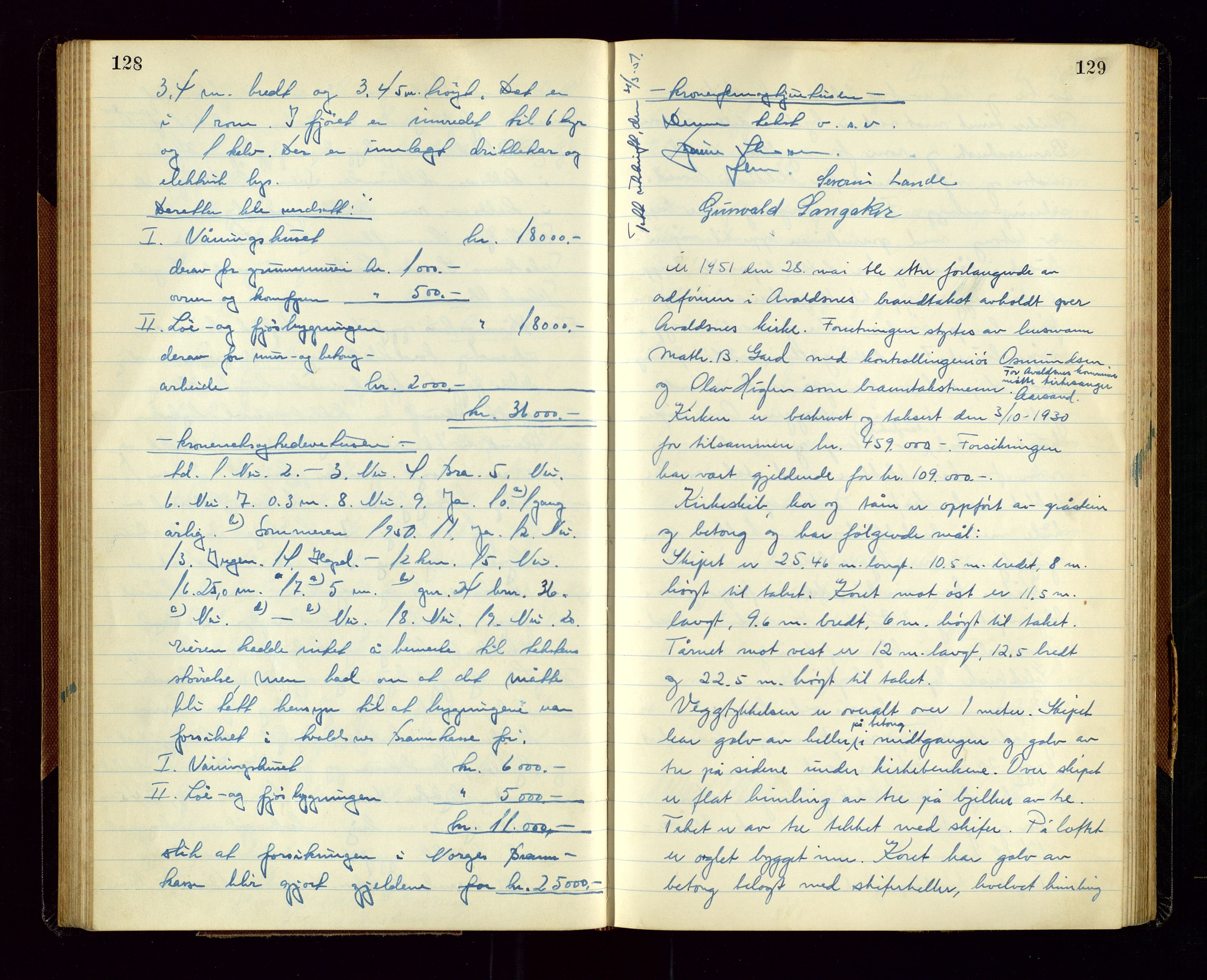 Avaldsnes lensmannskontor, AV/SAST-A-100286/Goa/L0003: "Branntakstprotokoll", 1949-1953, s. 128-129