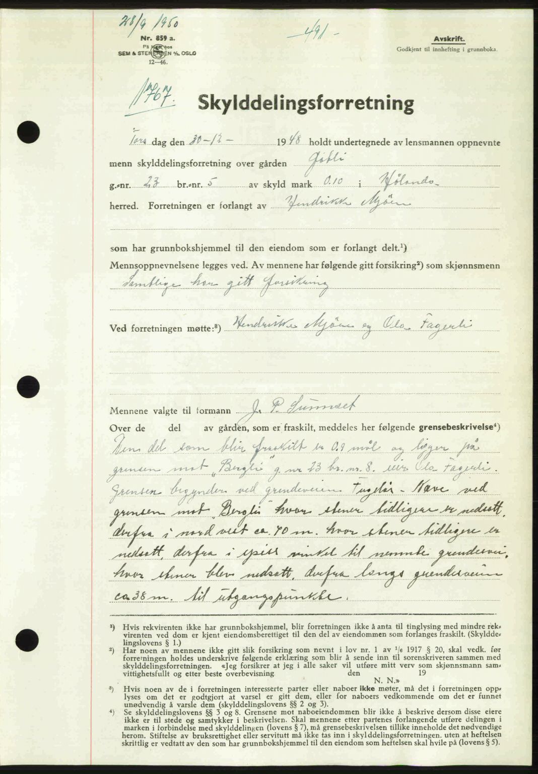 Gauldal sorenskriveri, SAT/A-0014/1/2/2C: Pantebok nr. A11, 1950-1950, Dagboknr: 1767/1950