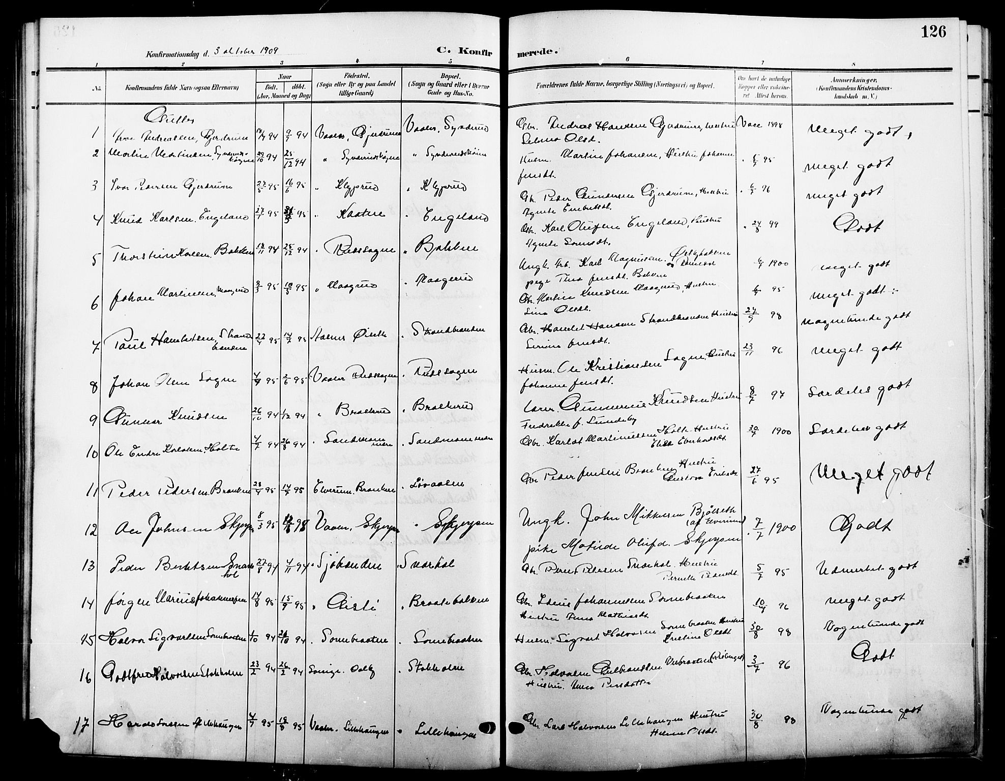Våler prestekontor, Hedmark, AV/SAH-PREST-040/H/Ha/Hab/L0002: Klokkerbok nr. 2, 1905-1915, s. 126