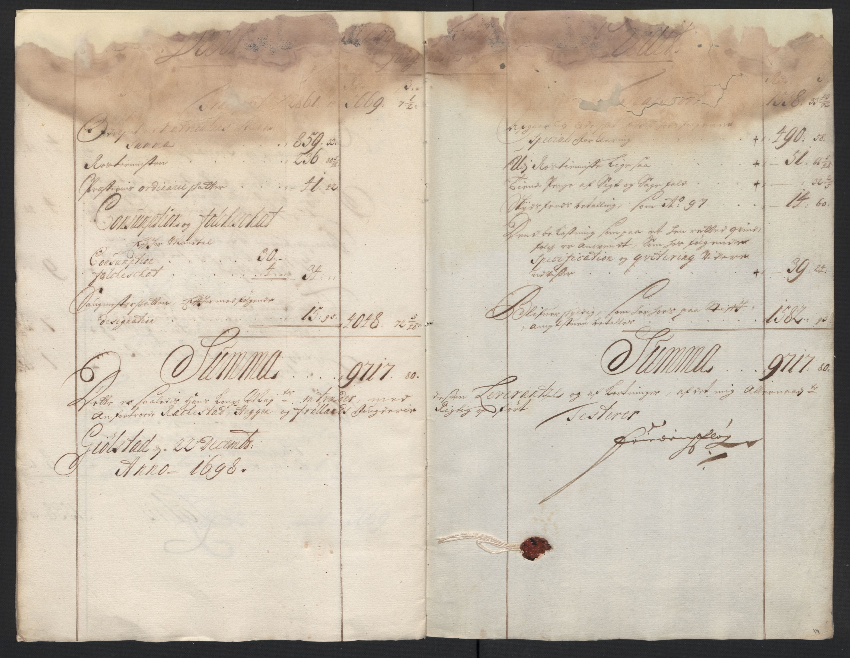 Rentekammeret inntil 1814, Reviderte regnskaper, Fogderegnskap, AV/RA-EA-4092/R07/L0288: Fogderegnskap Rakkestad, Heggen og Frøland, 1698, s. 15