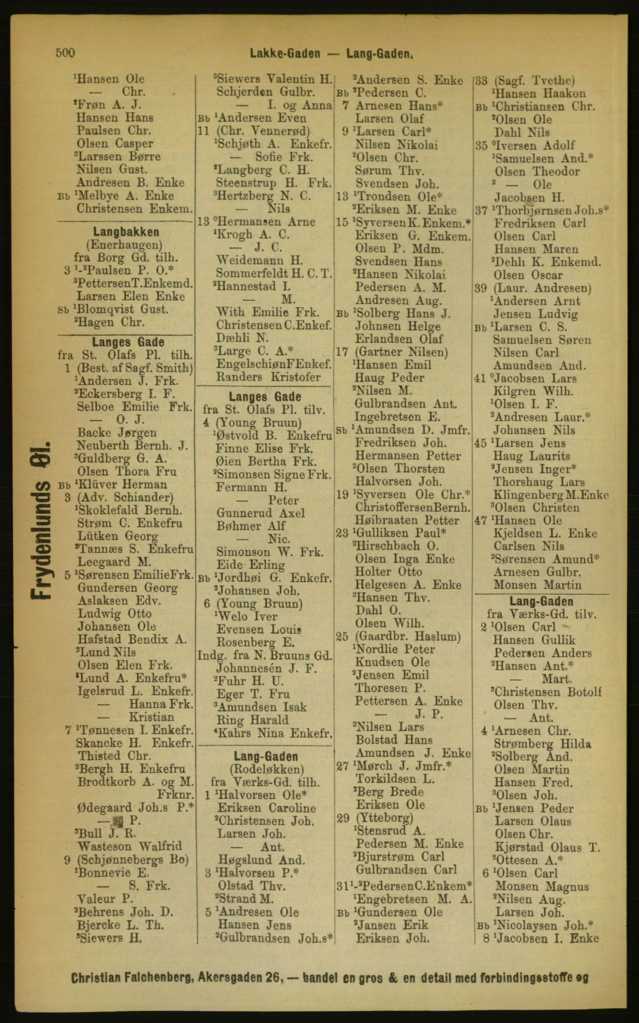 Kristiania/Oslo adressebok, PUBL/-, 1889, s. 500