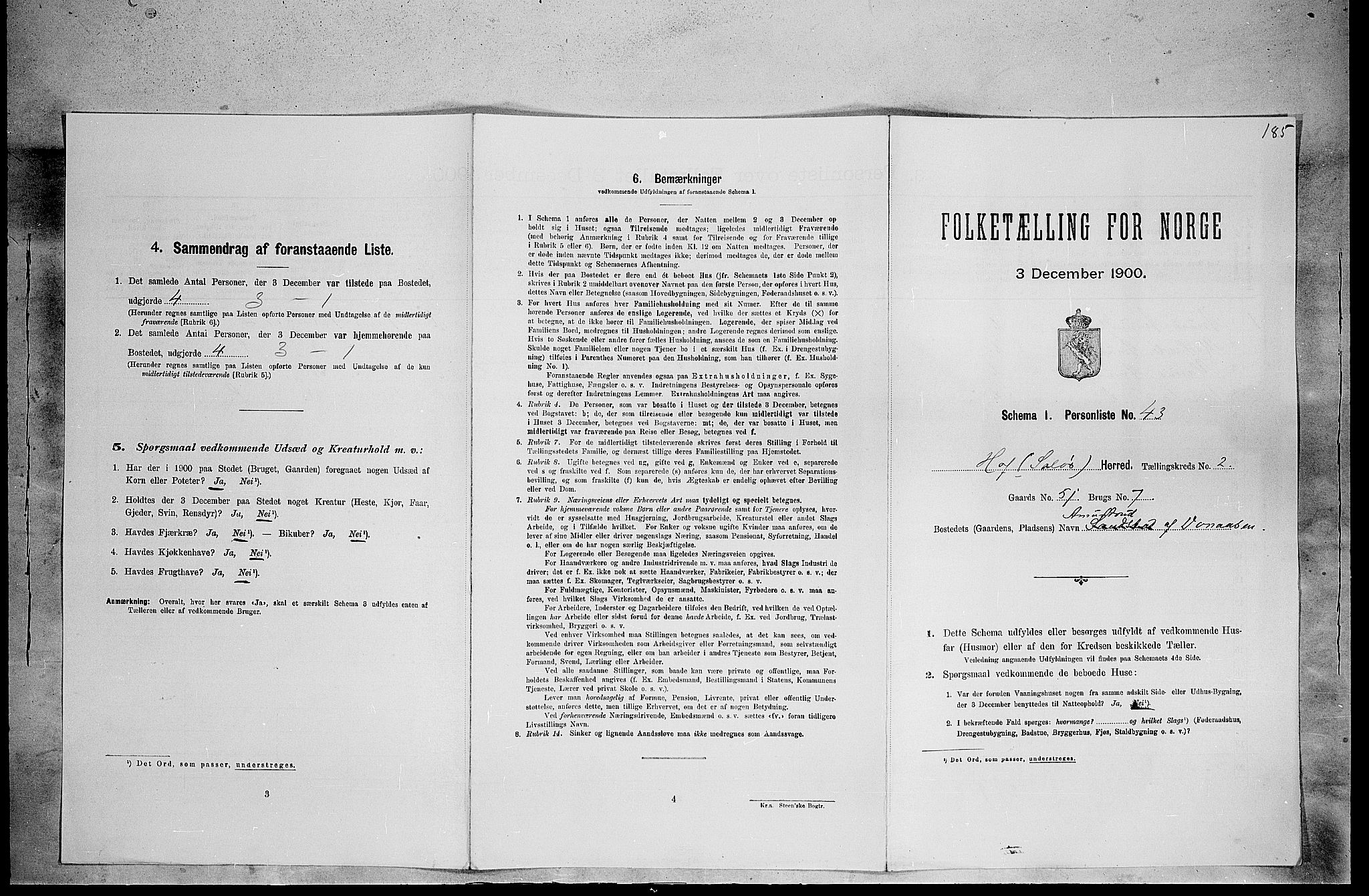 SAH, Folketelling 1900 for 0424 Hof herred, 1900, s. 376