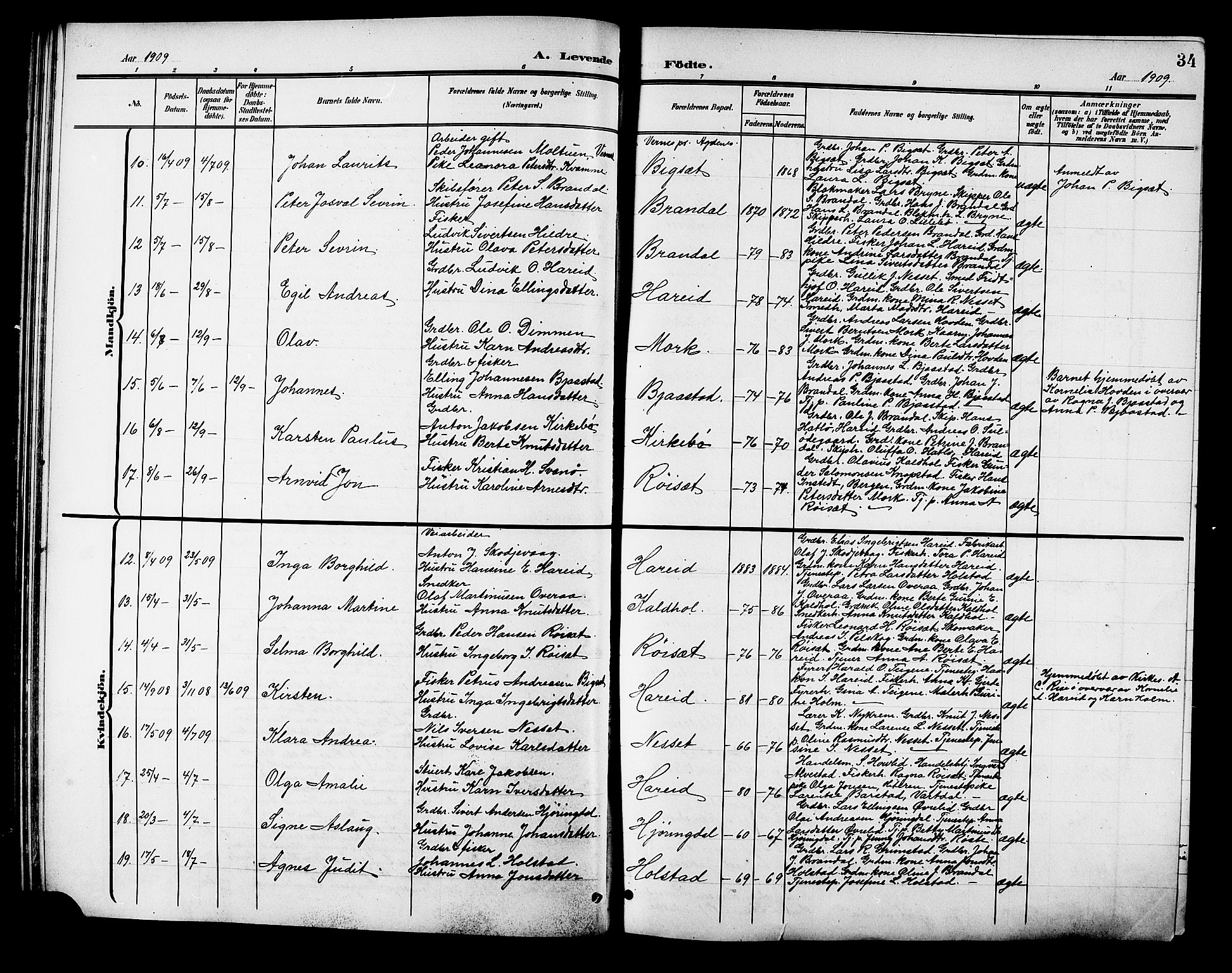 Ministerialprotokoller, klokkerbøker og fødselsregistre - Møre og Romsdal, AV/SAT-A-1454/510/L0126: Klokkerbok nr. 510C03, 1900-1922, s. 34