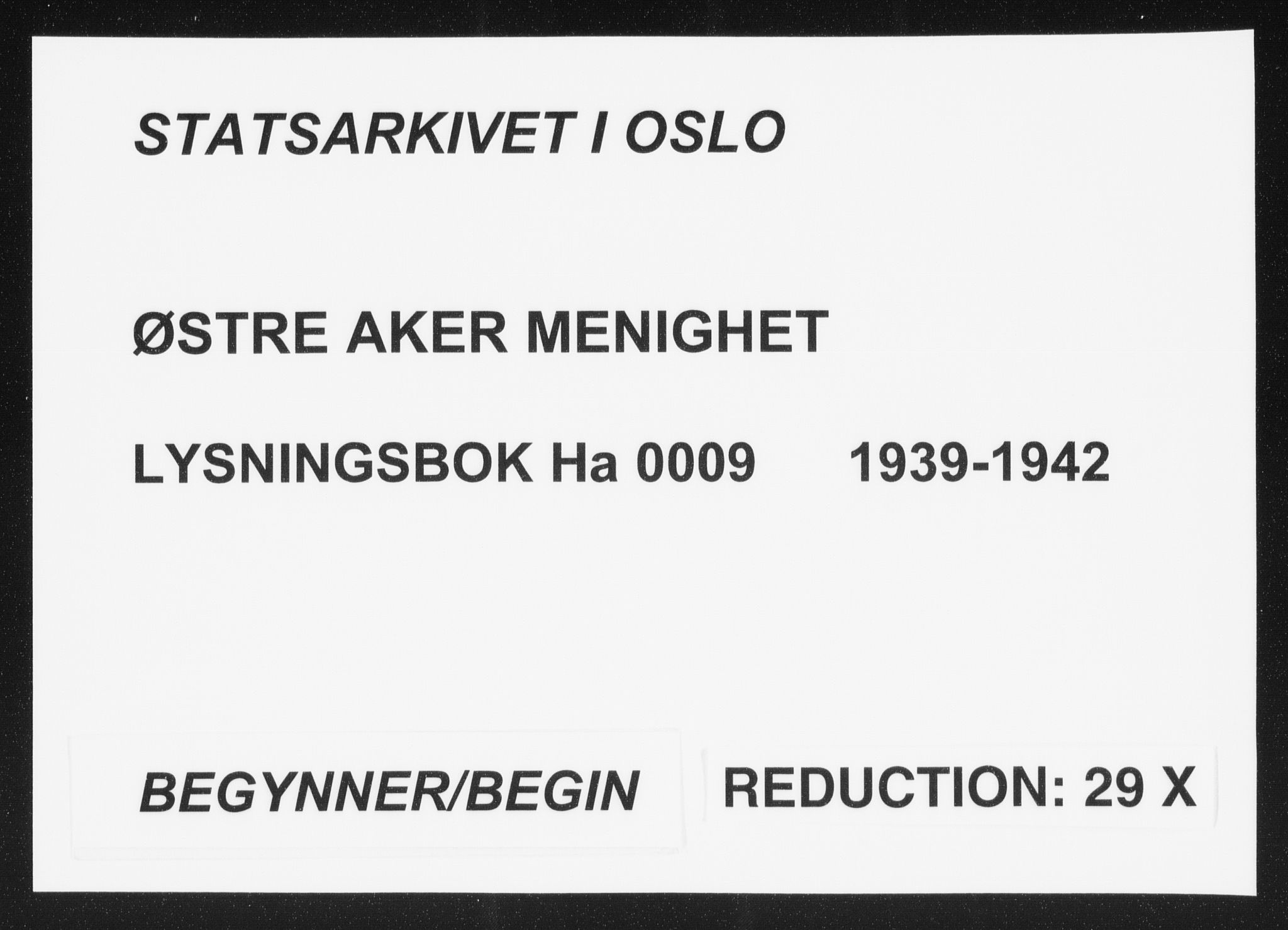 Østre Aker prestekontor Kirkebøker, AV/SAO-A-10840/H/Ha/L0009: Lysningsprotokoll nr. I 9, 1939-1942