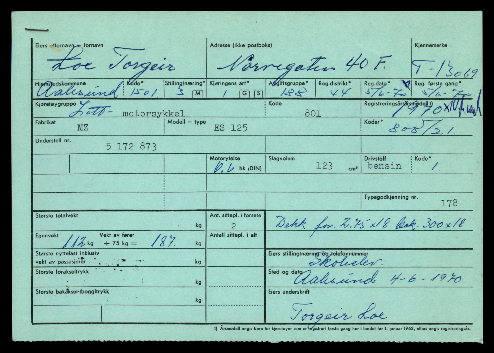 Møre og Romsdal vegkontor - Ålesund trafikkstasjon, AV/SAT-A-4099/F/Fe/L0037: Registreringskort for kjøretøy T 13031 - T 13179, 1927-1998, s. 765