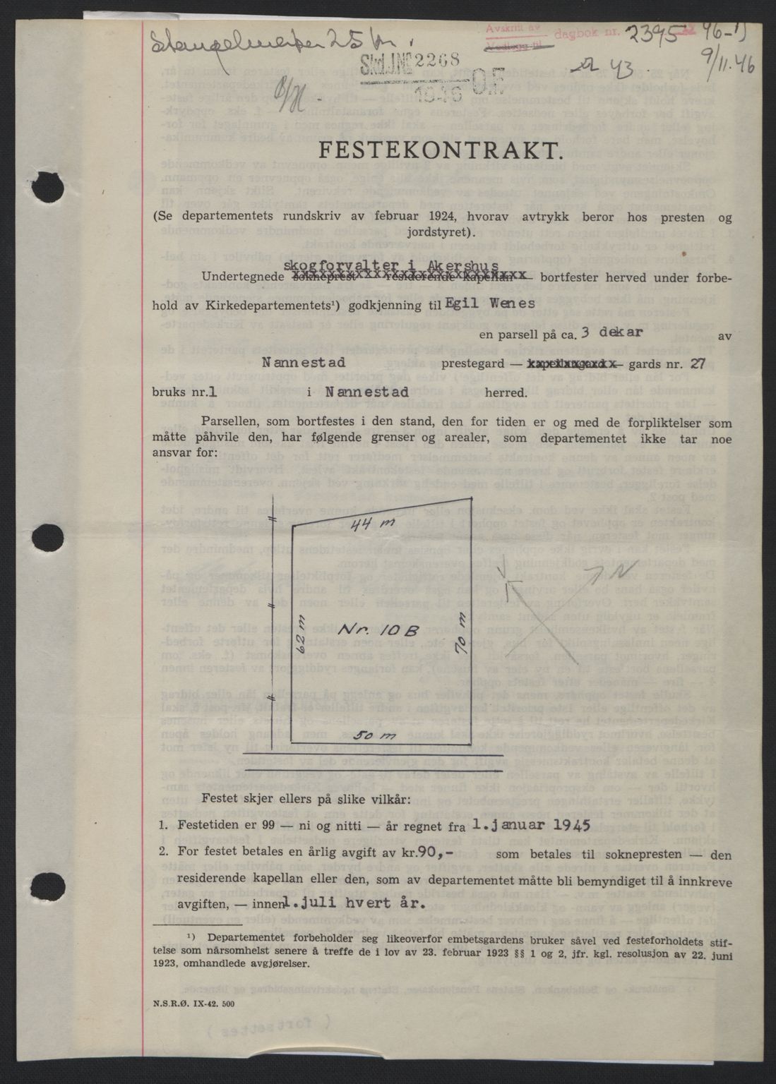 Eidsvoll tingrett, SAO/A-10371/G/Gb/Gbb/L0015: Pantebok nr. A43, 1946-1947, Dagboknr: 2395/1946