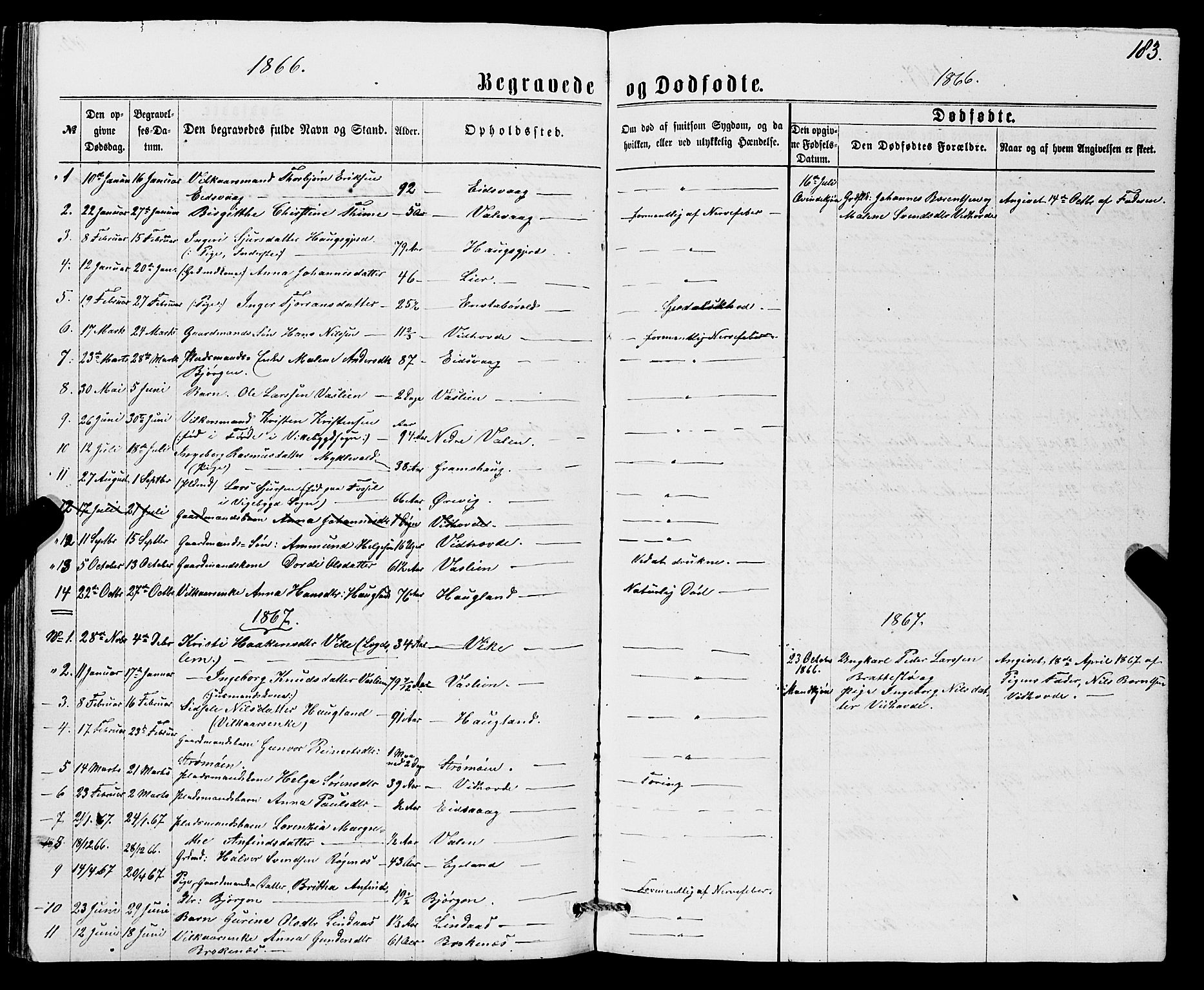 Sveio Sokneprestembete, AV/SAB-A-78501/H/Hab: Klokkerbok nr. B 1, 1864-1886, s. 183