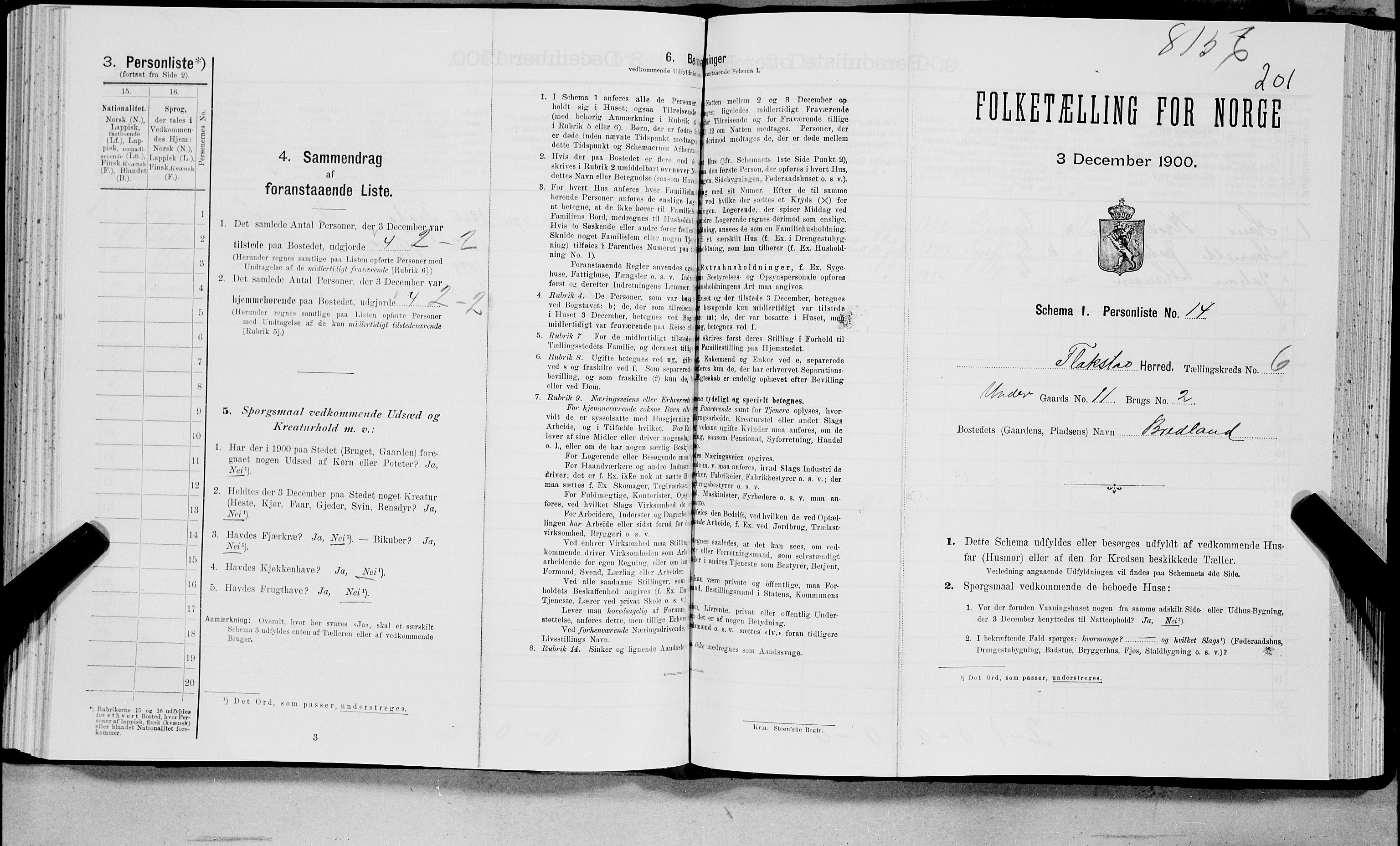SAT, Folketelling 1900 for 1859 Flakstad herred, 1900, s. 691