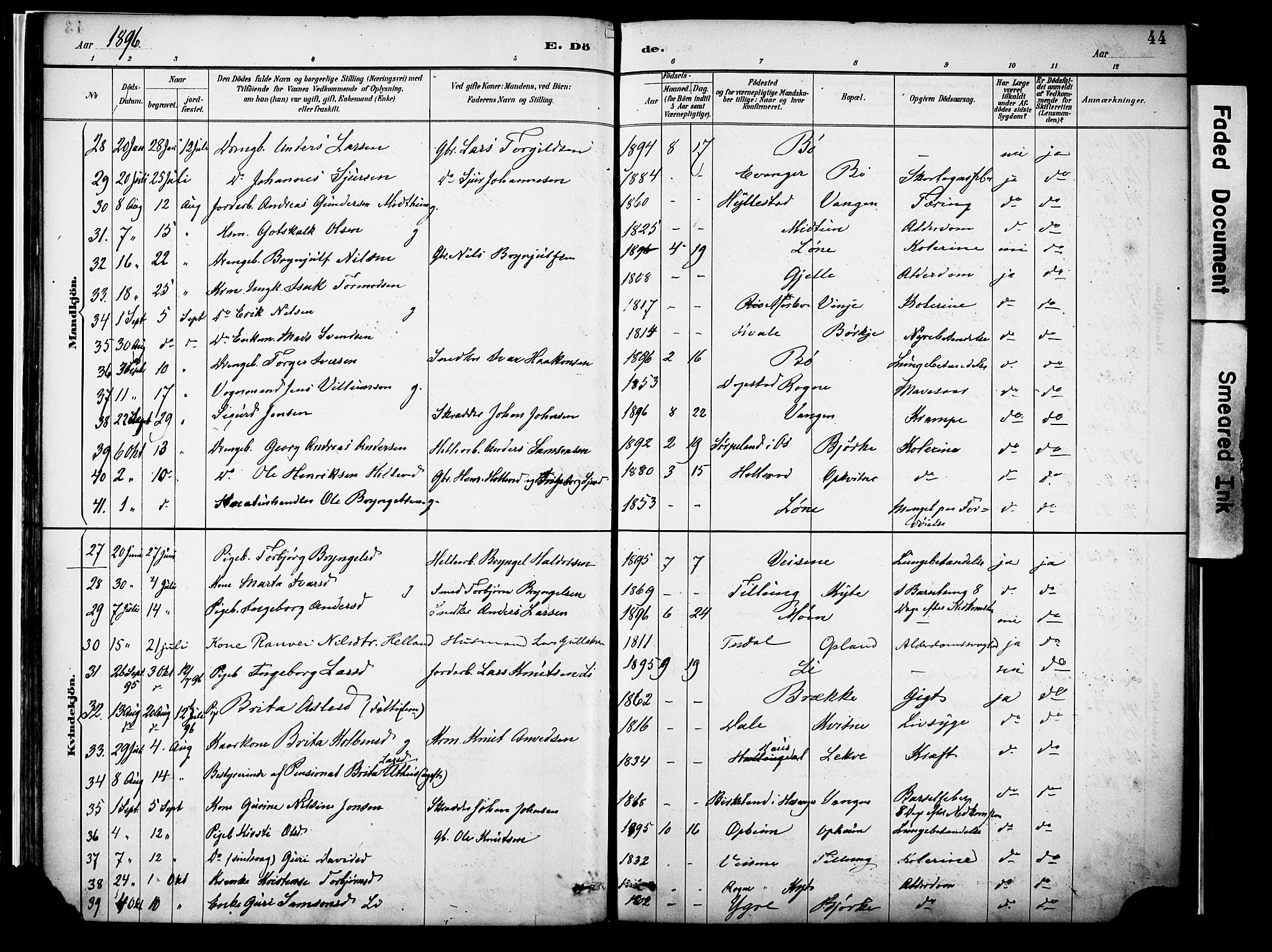 Voss sokneprestembete, AV/SAB-A-79001/H/Haa: Ministerialbok nr. A 22, 1887-1909, s. 44