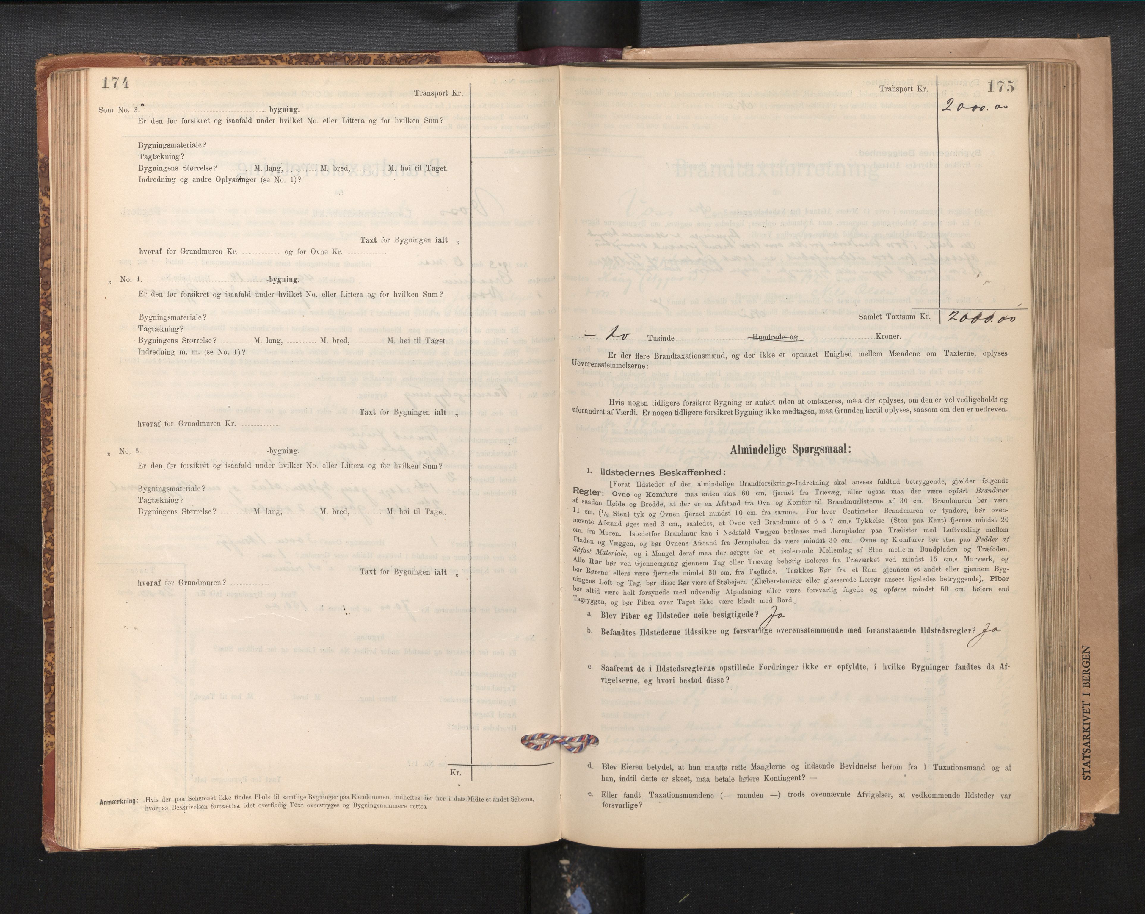 Lensmannen i Voss, SAB/A-35801/0012/L0008: Branntakstprotokoll, skjematakst, 1895-1945, s. 174-175