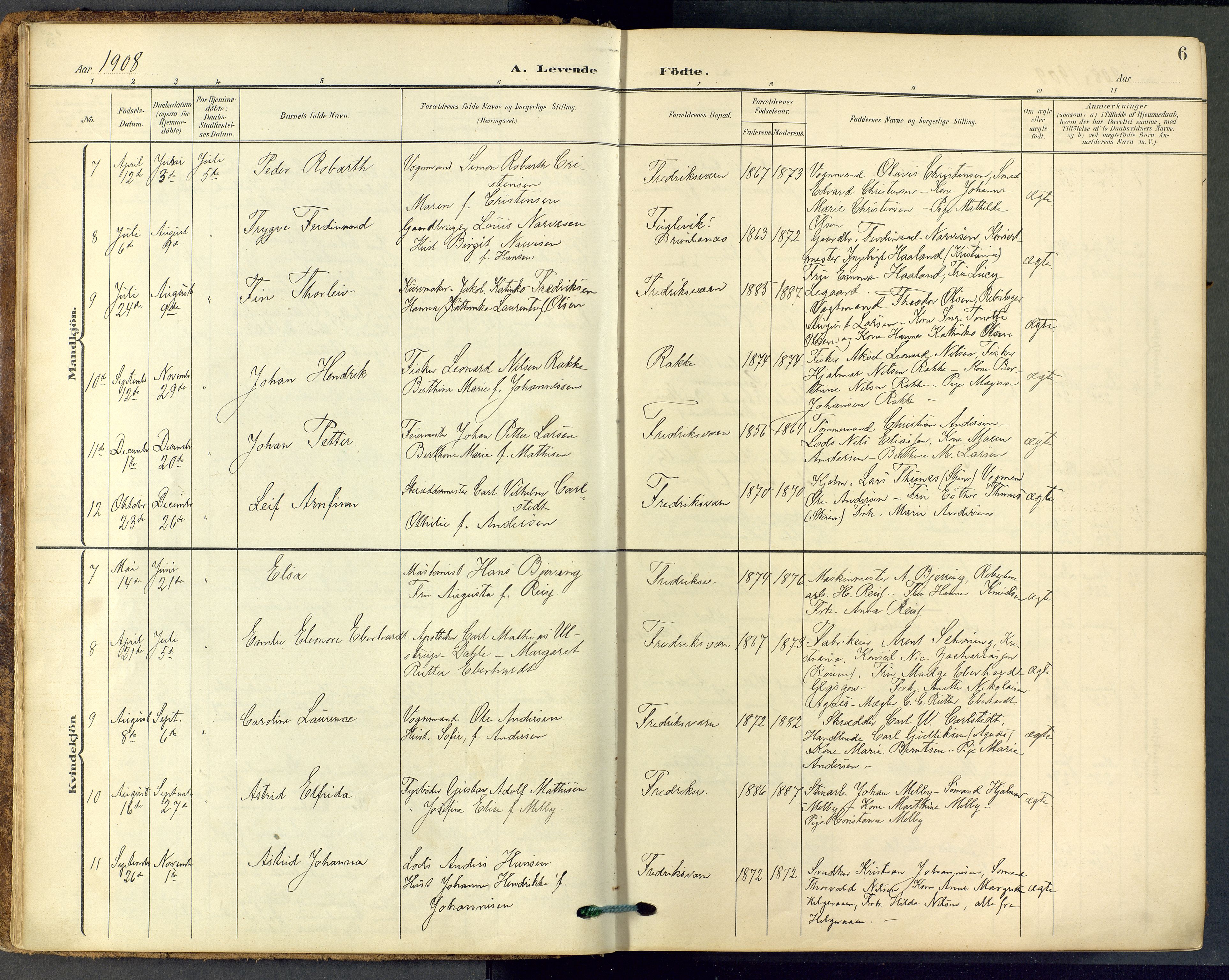 Stavern kirkebøker, AV/SAKO-A-318/F/Fa/L0009: Ministerialbok nr. 9, 1906-1955, s. 6