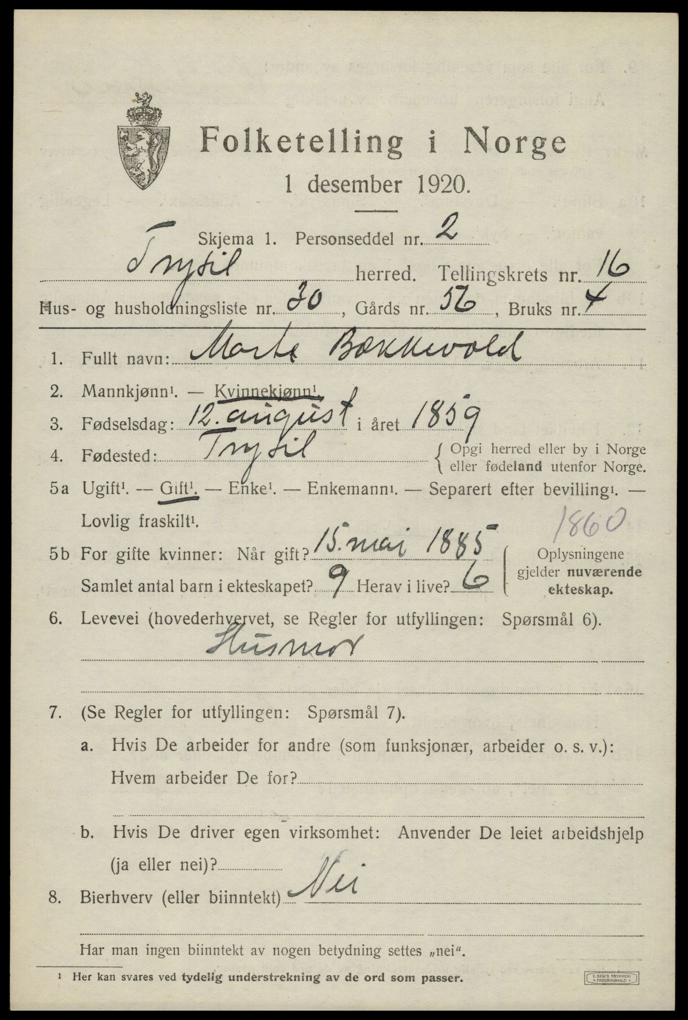 SAH, Folketelling 1920 for 0428 Trysil herred, 1920, s. 9767