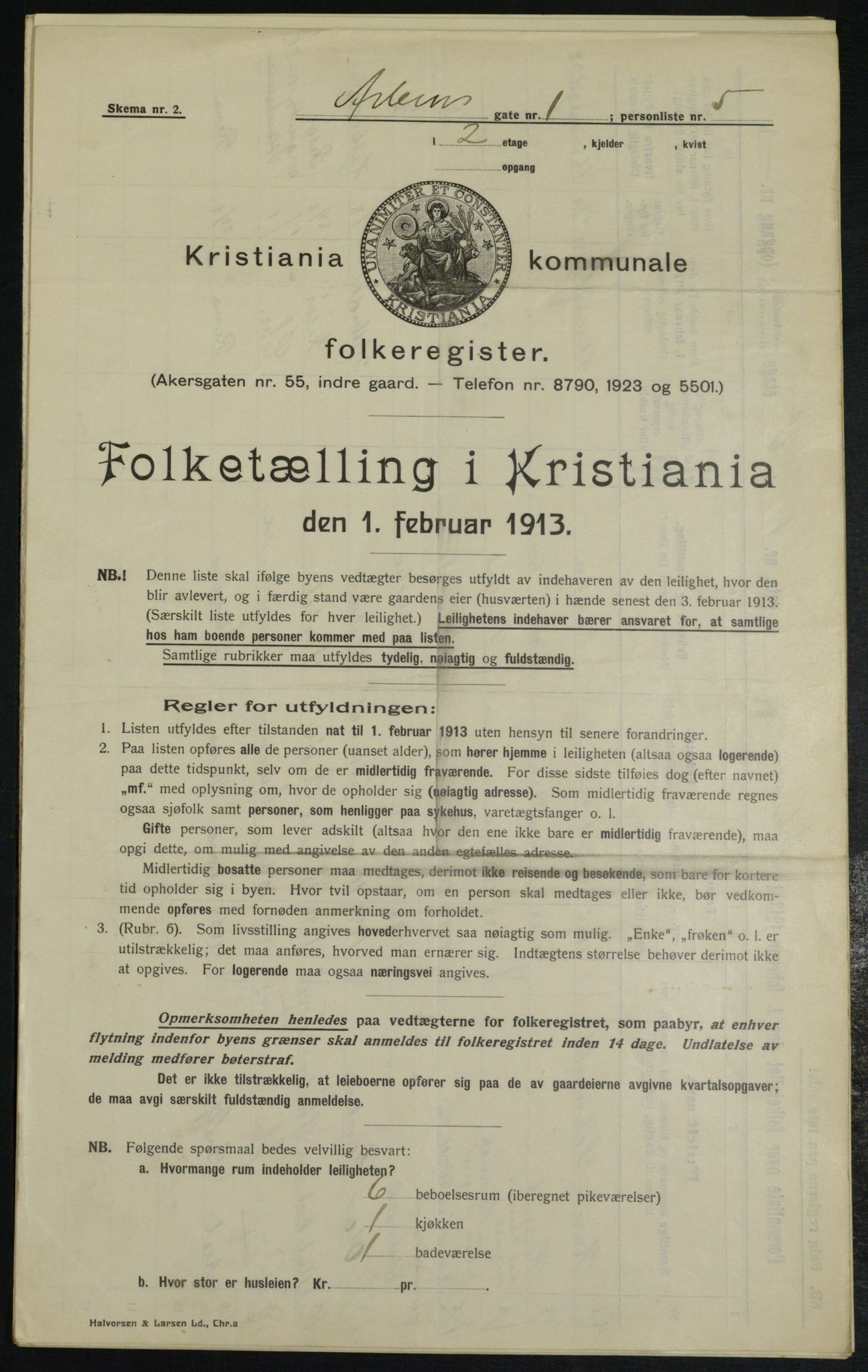 OBA, Kommunal folketelling 1.2.1913 for Kristiania, 1913, s. 1424