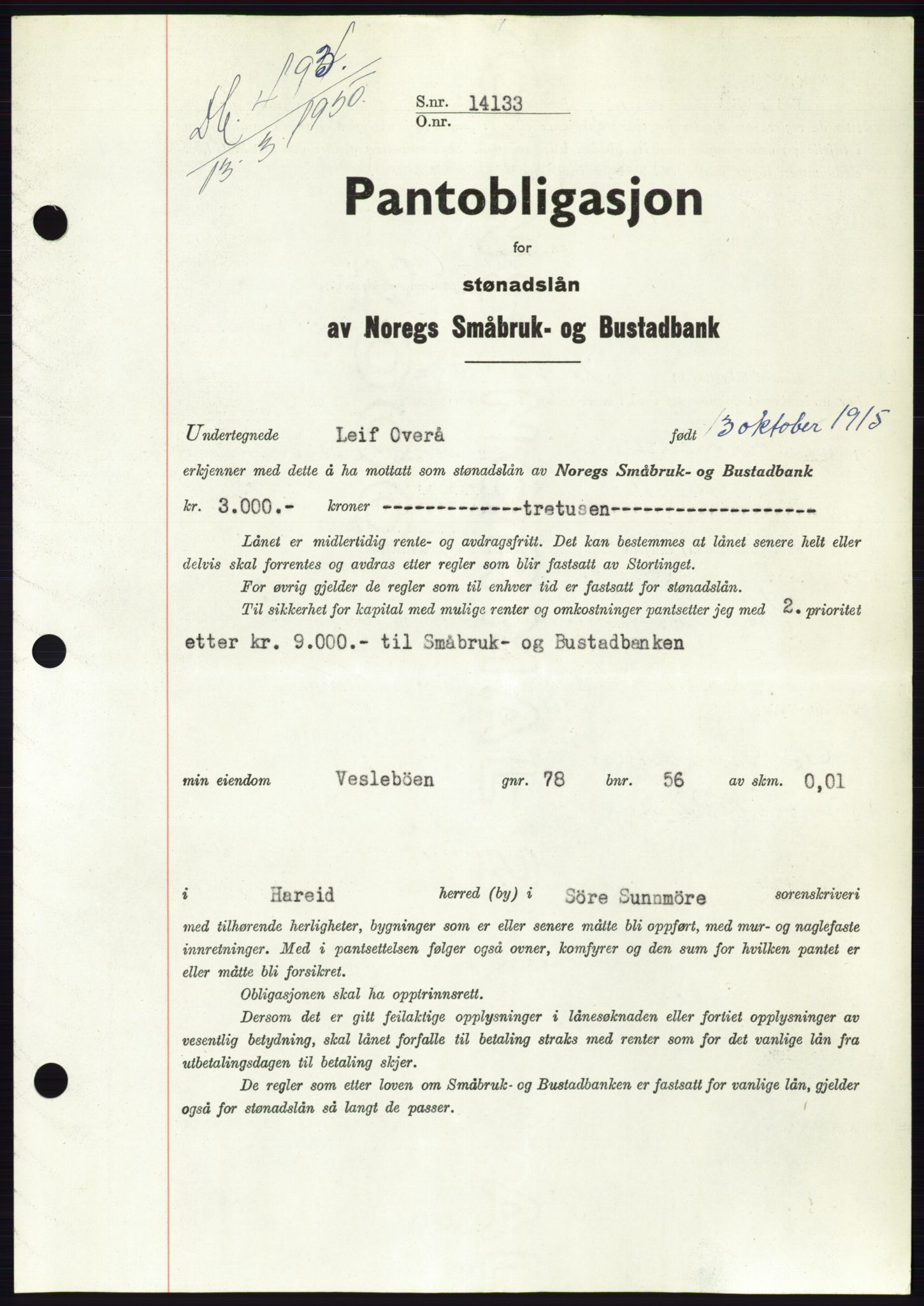 Søre Sunnmøre sorenskriveri, SAT/A-4122/1/2/2C/L0118: Pantebok nr. 6B, 1949-1950, Dagboknr: 493/1950