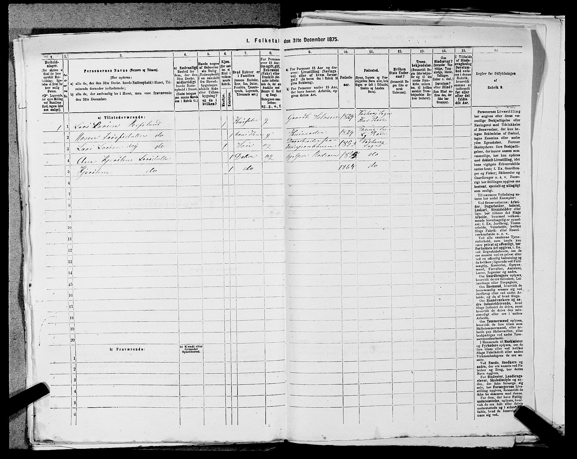 SAST, Folketelling 1875 for 1119P Hå prestegjeld, 1875, s. 816