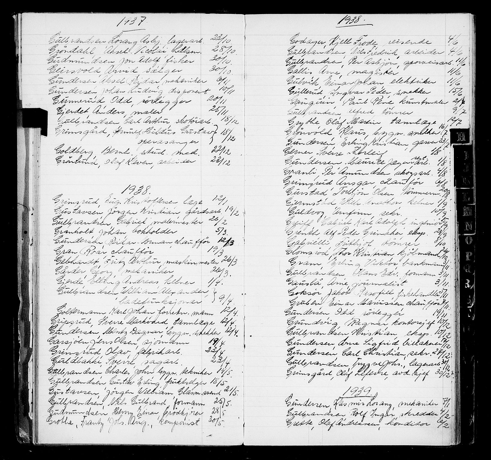 Oslo byfogd avd. I, AV/SAO-A-10220/L/La/L0005: Vigselsregister, 1937-1942, s. 37