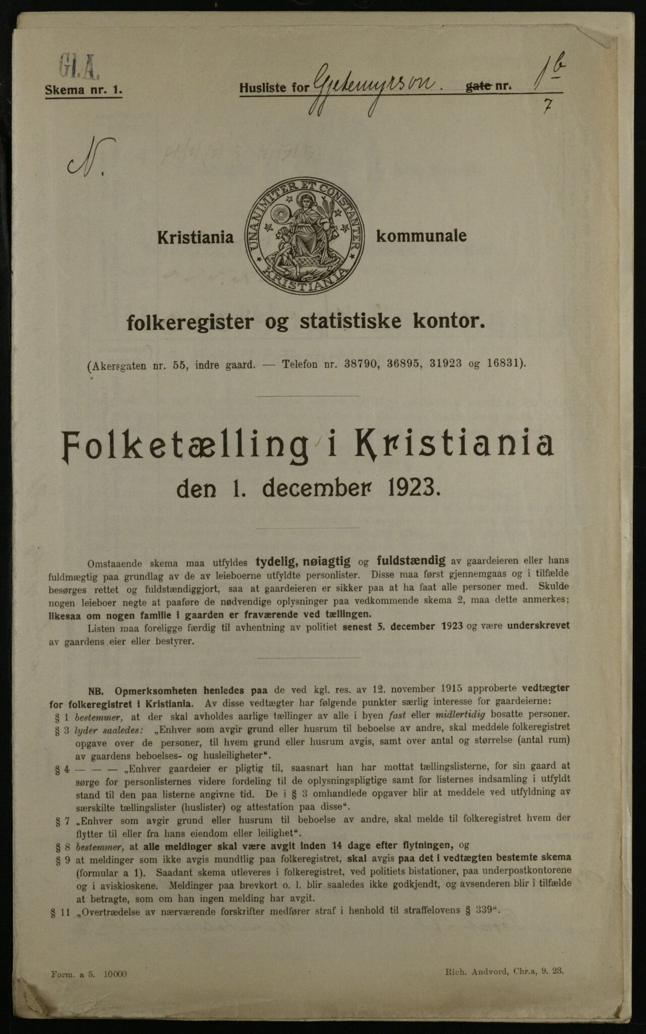 OBA, Kommunal folketelling 1.12.1923 for Kristiania, 1923, s. 32332