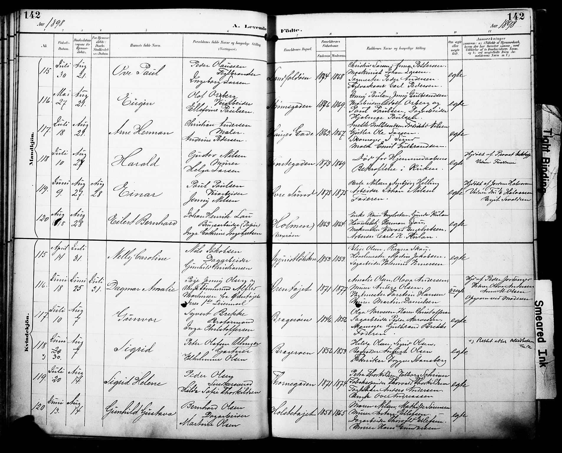 Bragernes kirkebøker, AV/SAKO-A-6/F/Fb/L0008: Ministerialbok nr. II 8, 1894-1902, s. 142