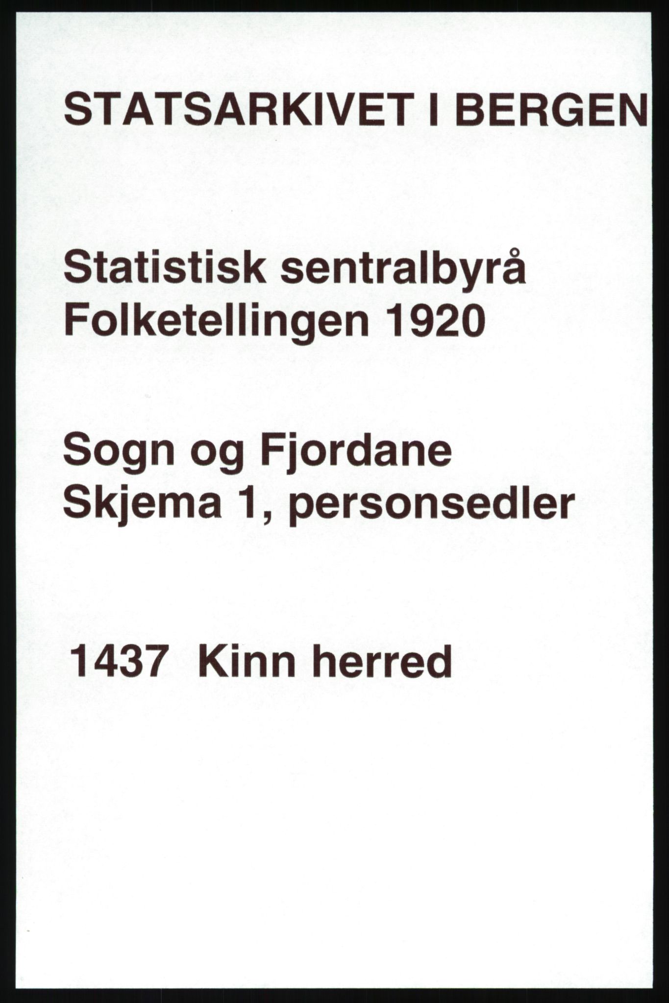 SAB, Folketelling 1920 for 1437 Kinn herred, 1920, s. 1799